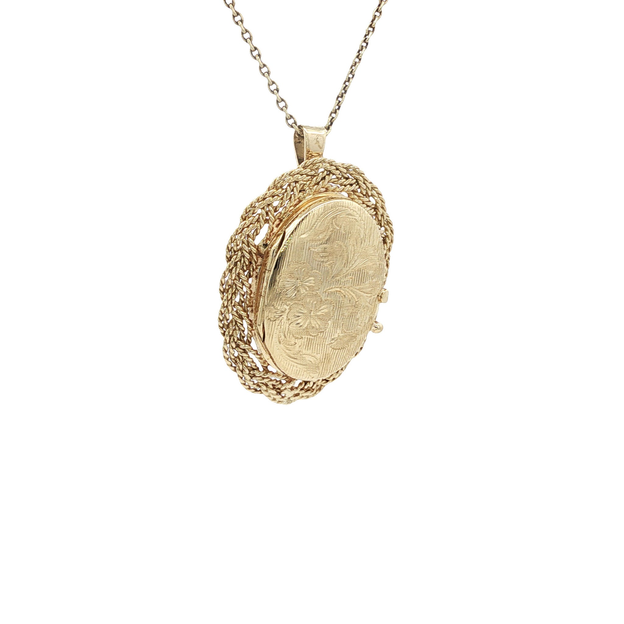 Vintage gold locket with engraving, 14 kt