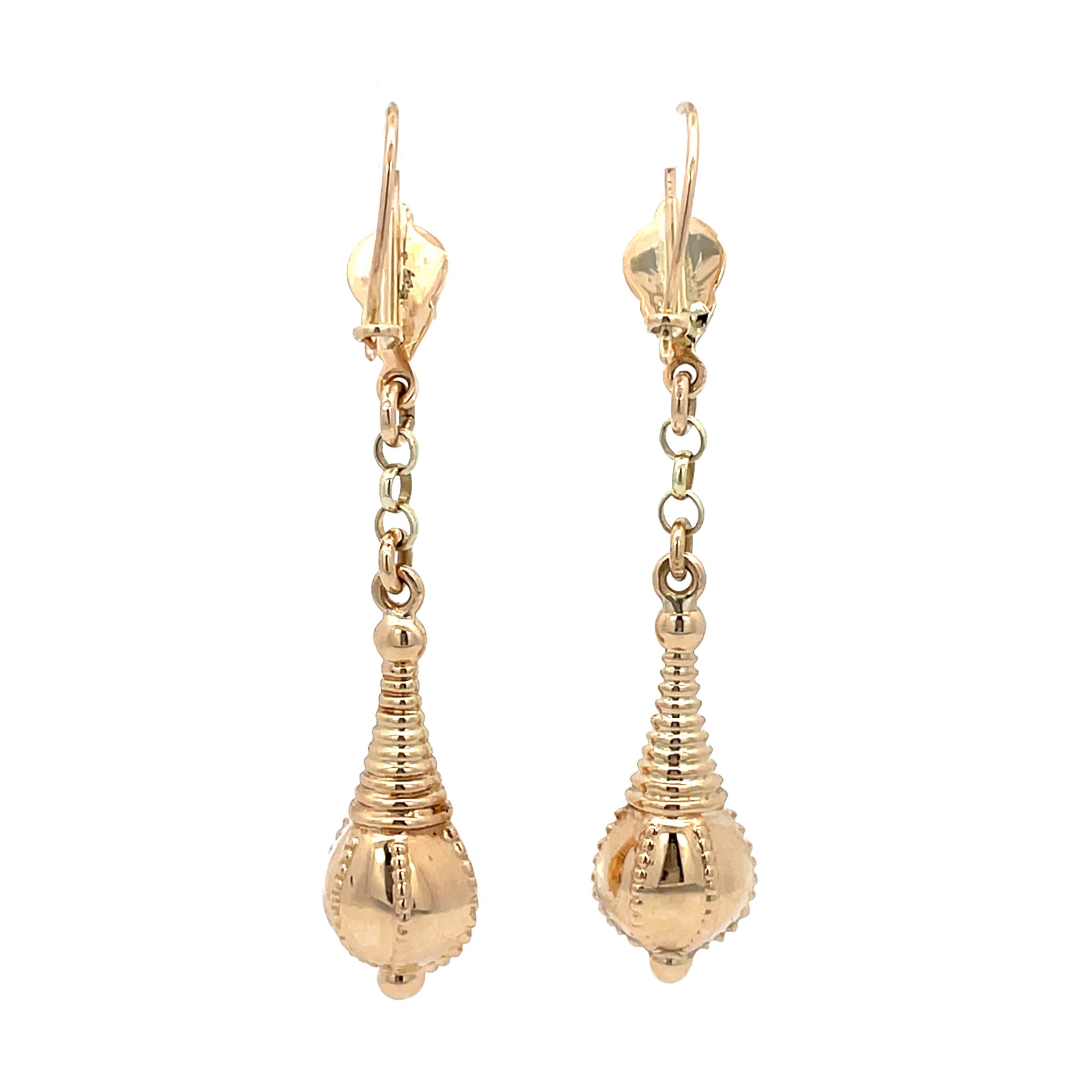 Golden vintage fantasy drop earrings 14 kt