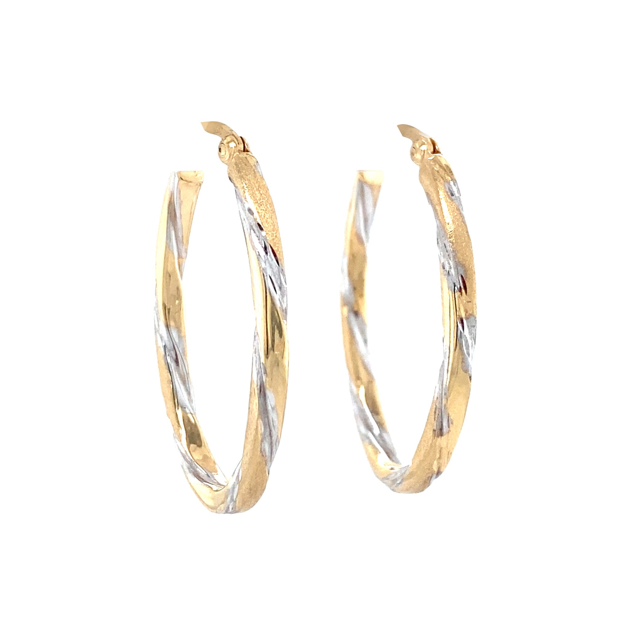 Bicolour gold vintage hoop earrings 14 kt