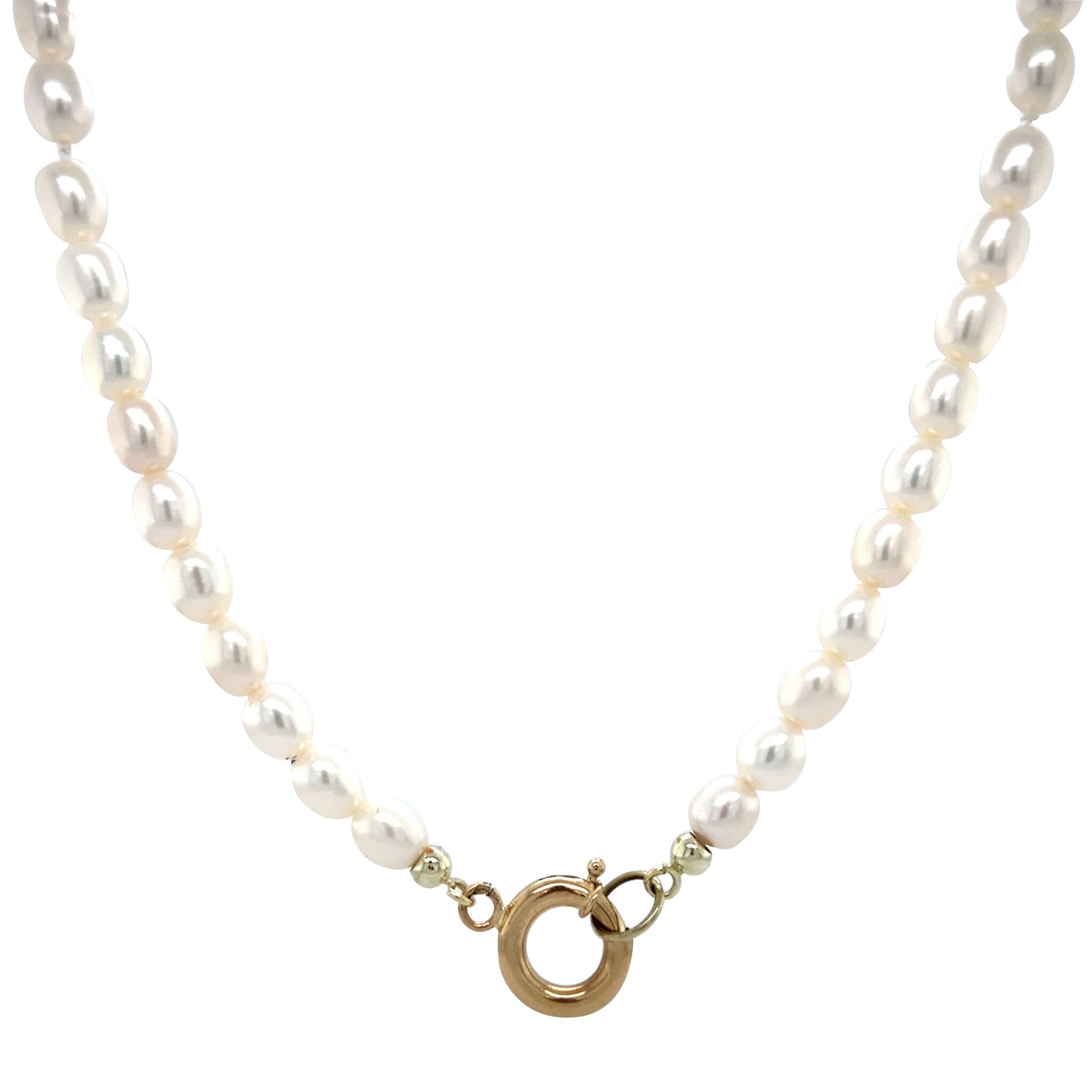 Pearl necklace with 14 kt gold clasp