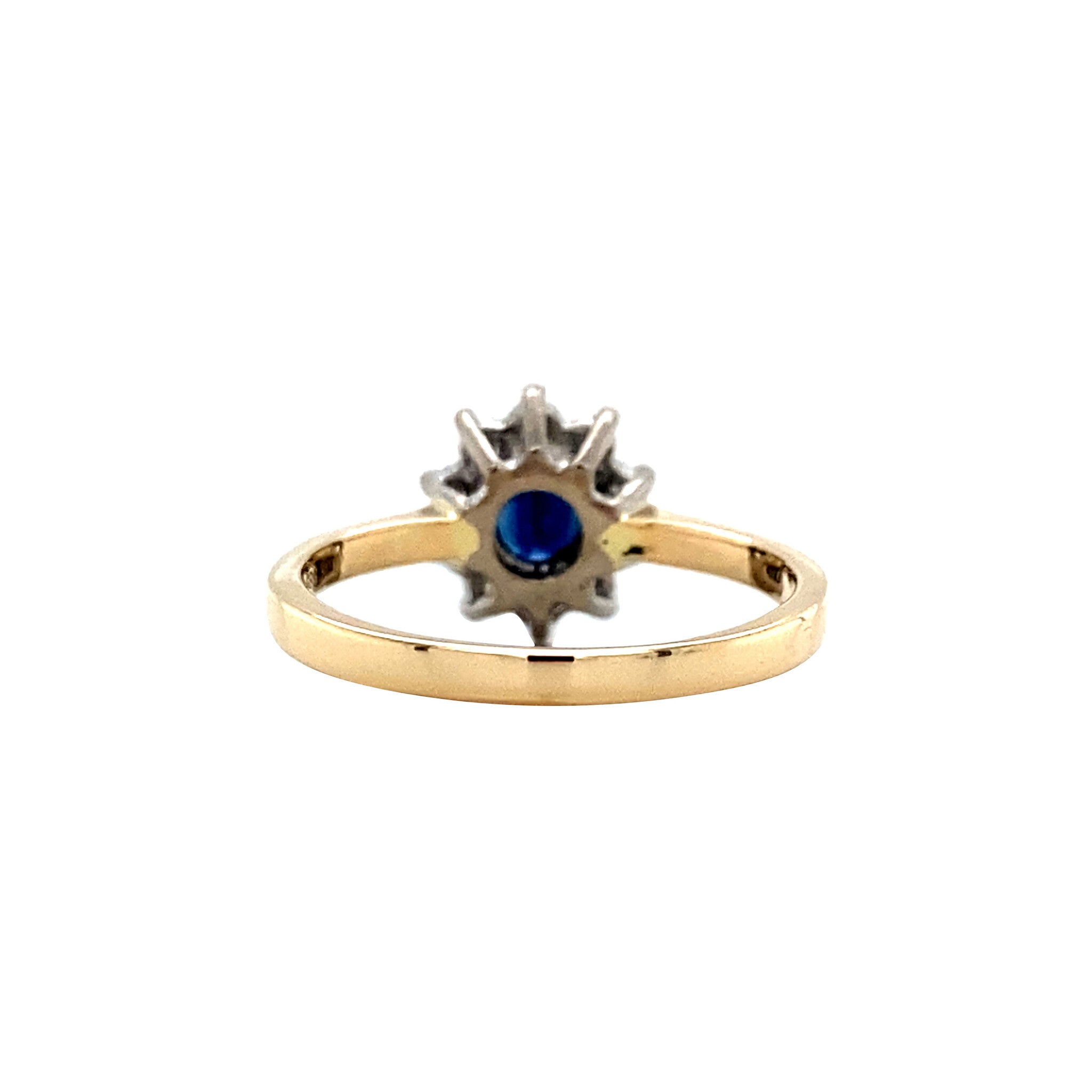 Gouden ring met saffier en diamant 14 krt