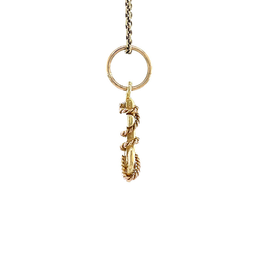 Gouden vintage anker hanger 14 krt