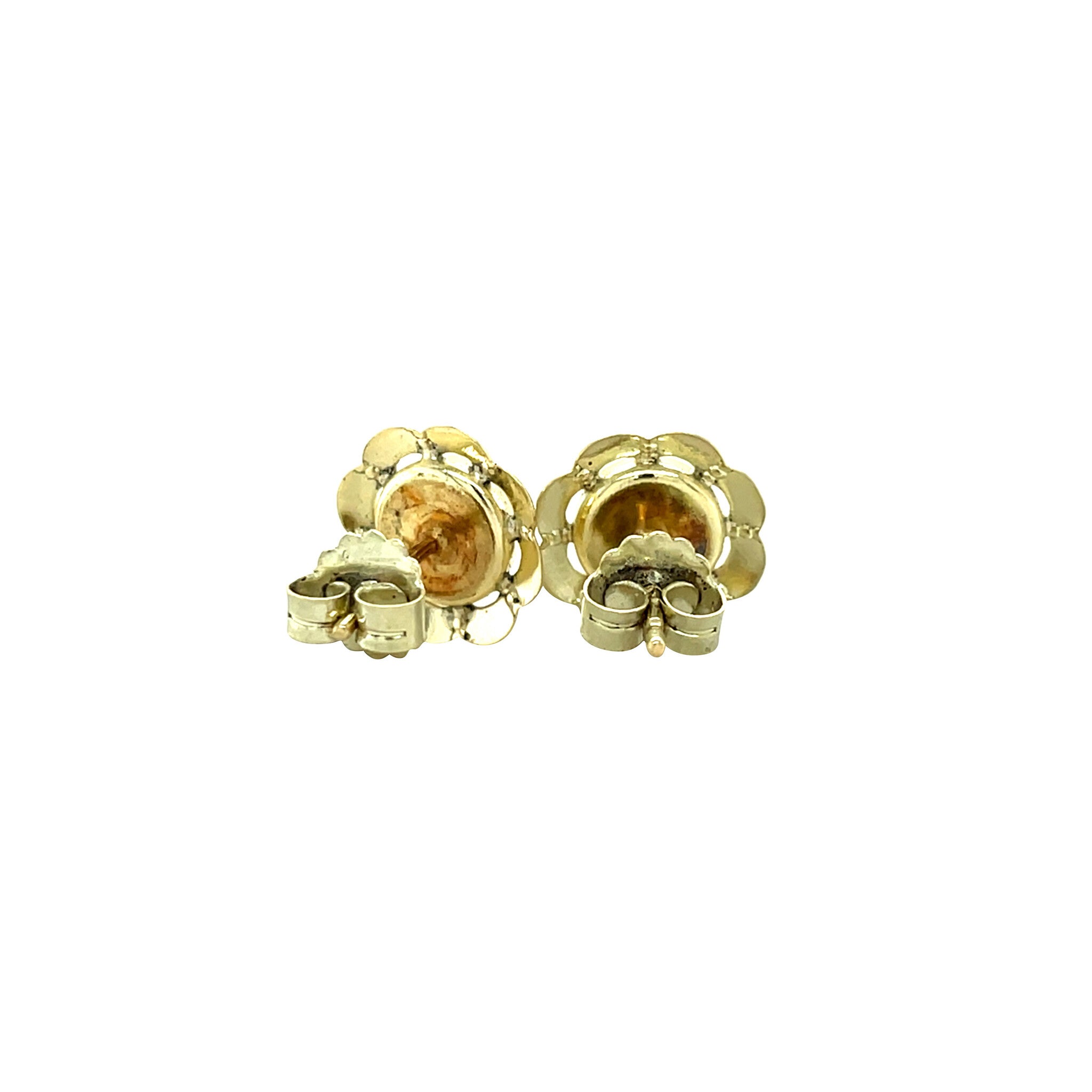 Gouden vintage oorstekers met bloedkoraal 14 kt
