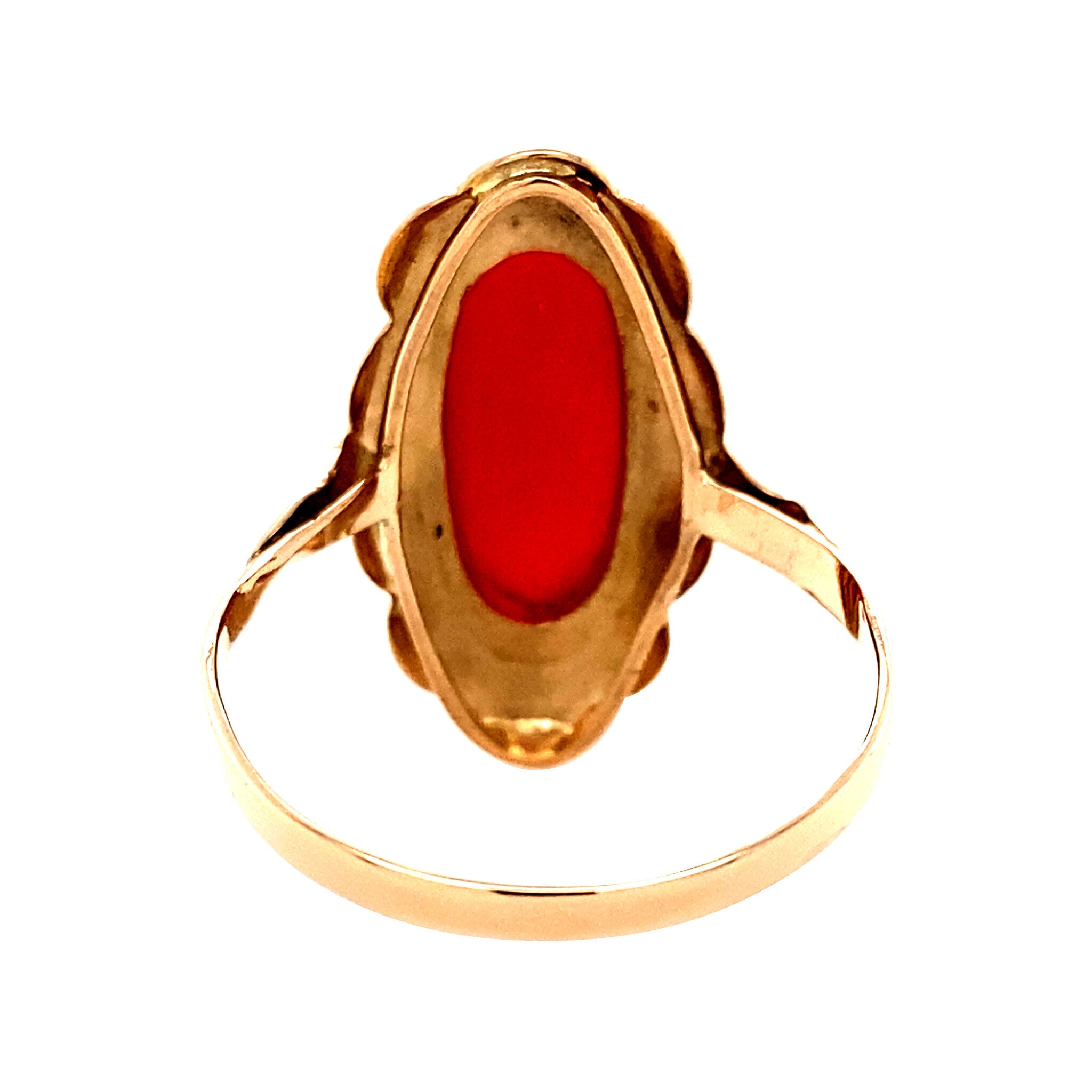 Gouden ring met bloedkoraal 14 krt