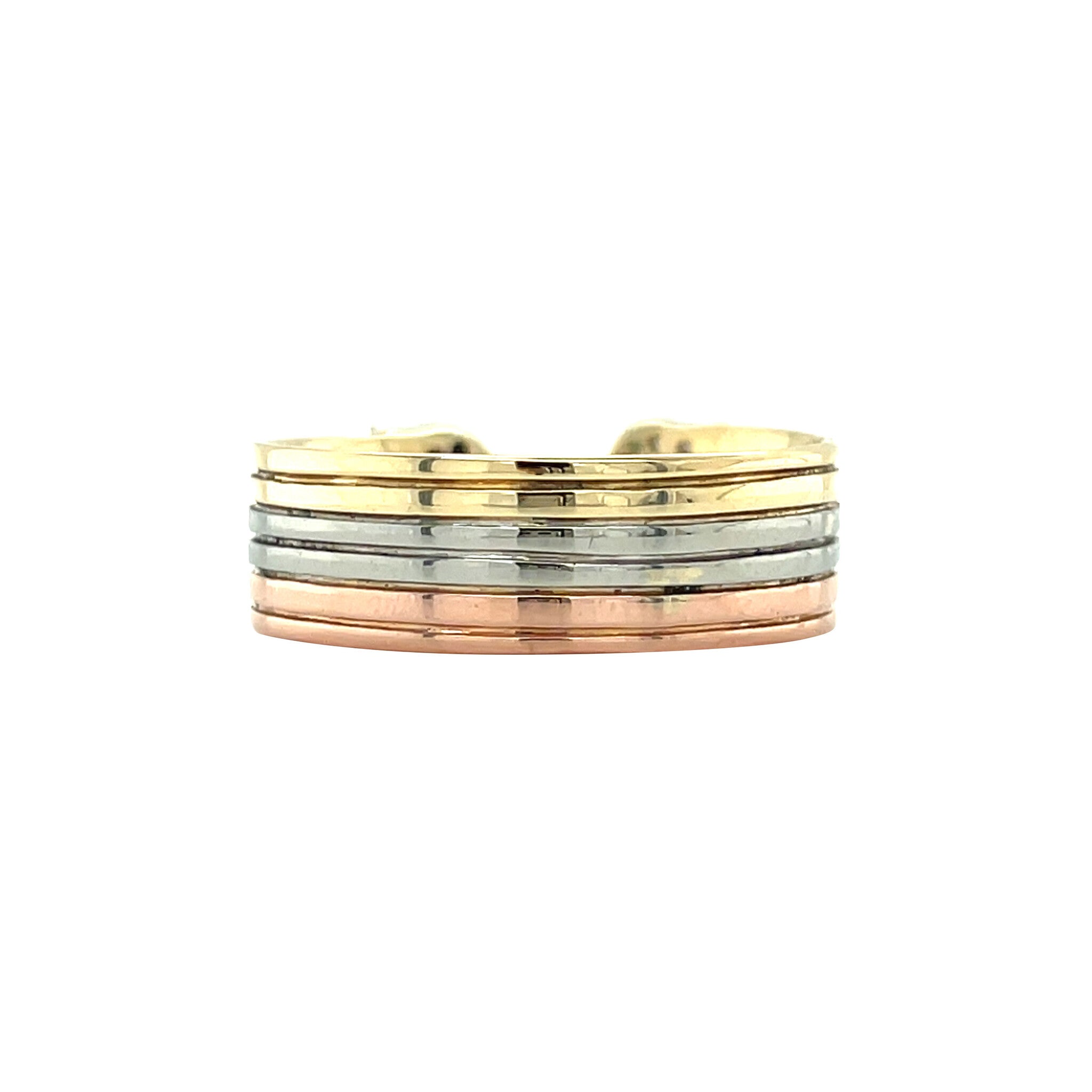 Tricolour gouden vintage ring met diamant 14 kt