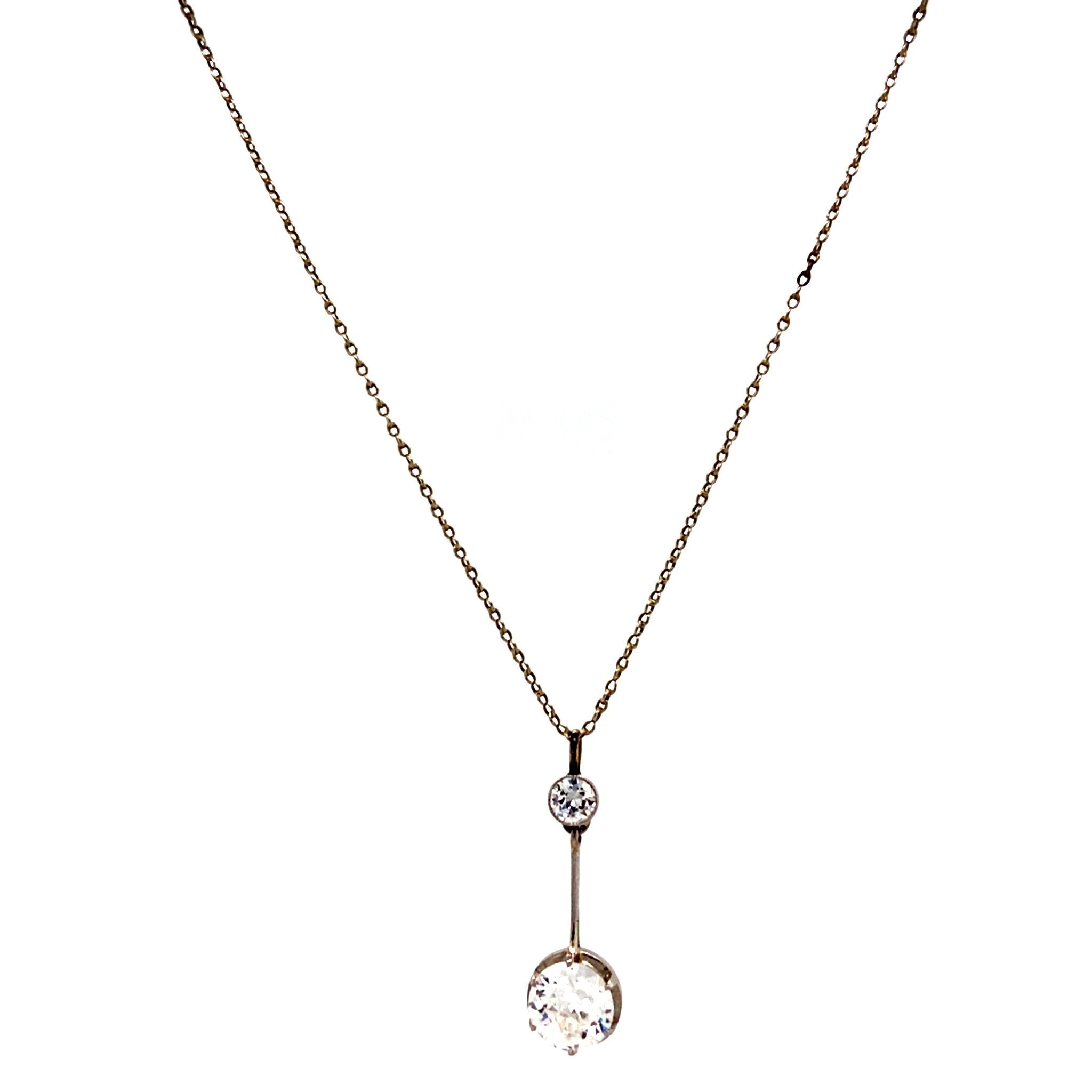 Witgouden collier met hanger met diamant 14 krt/900