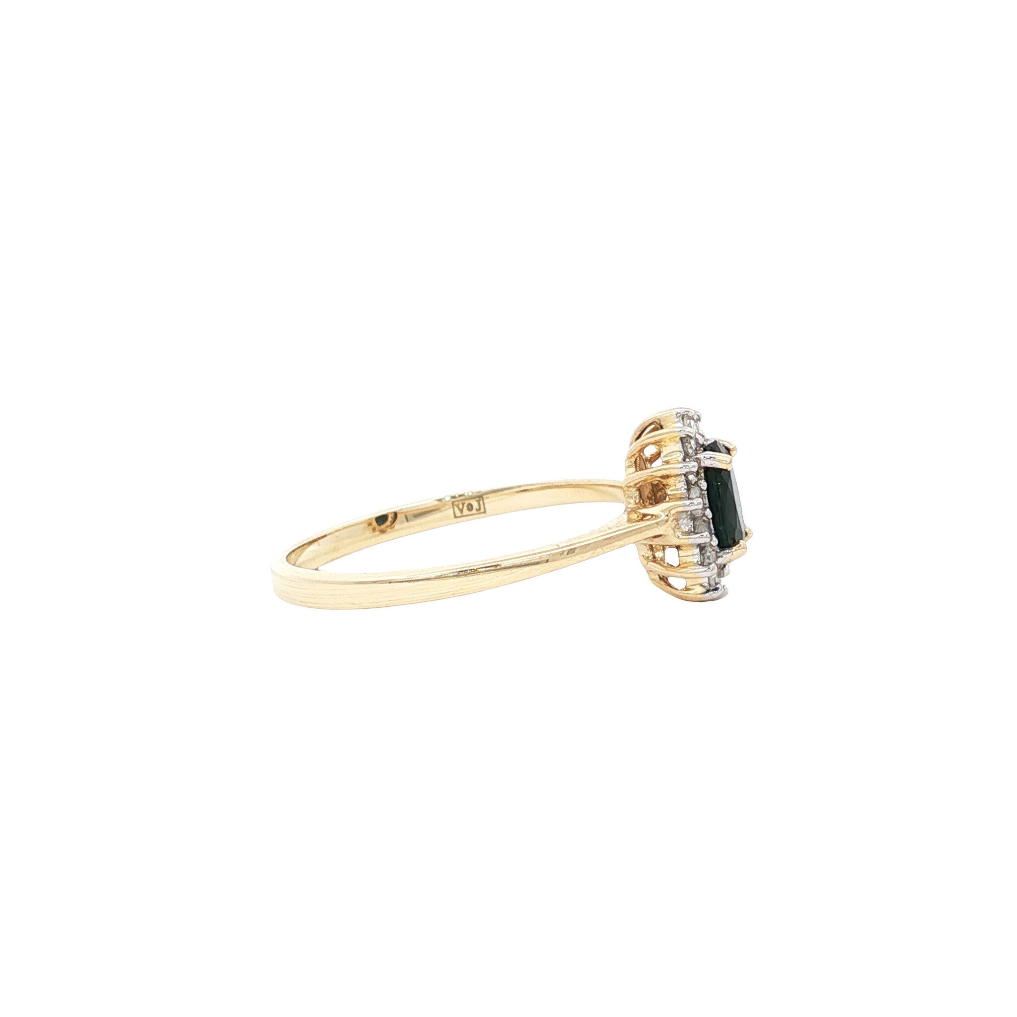 9 kt ring with sapphire and diamond