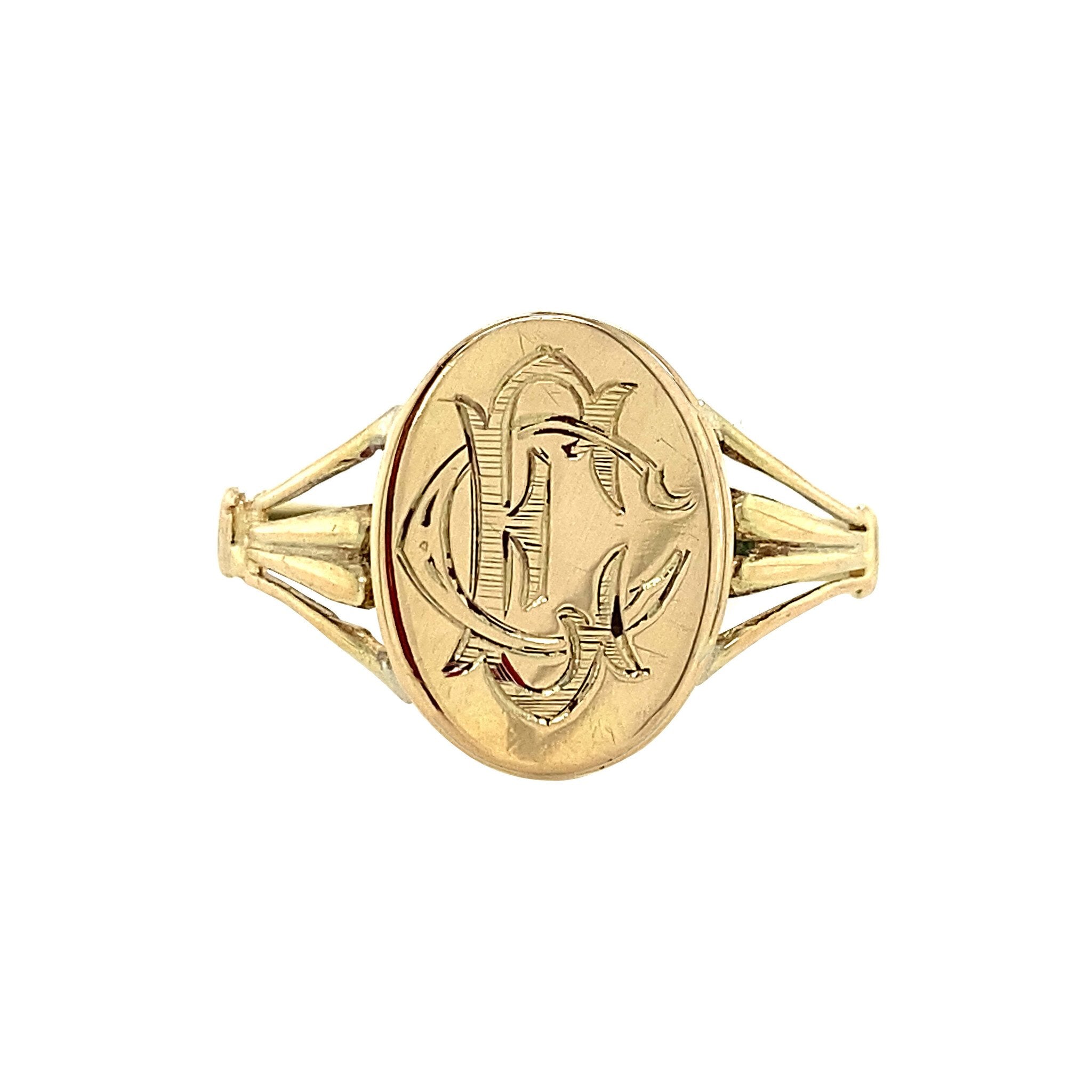 Gouden zegelring met gravure 9 krt