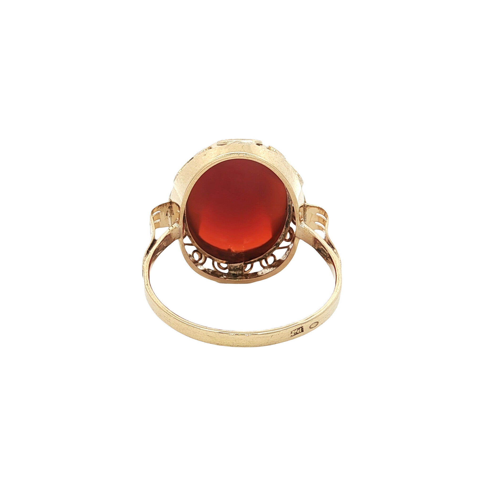 Gouden vintage ring met carneool 14 kt