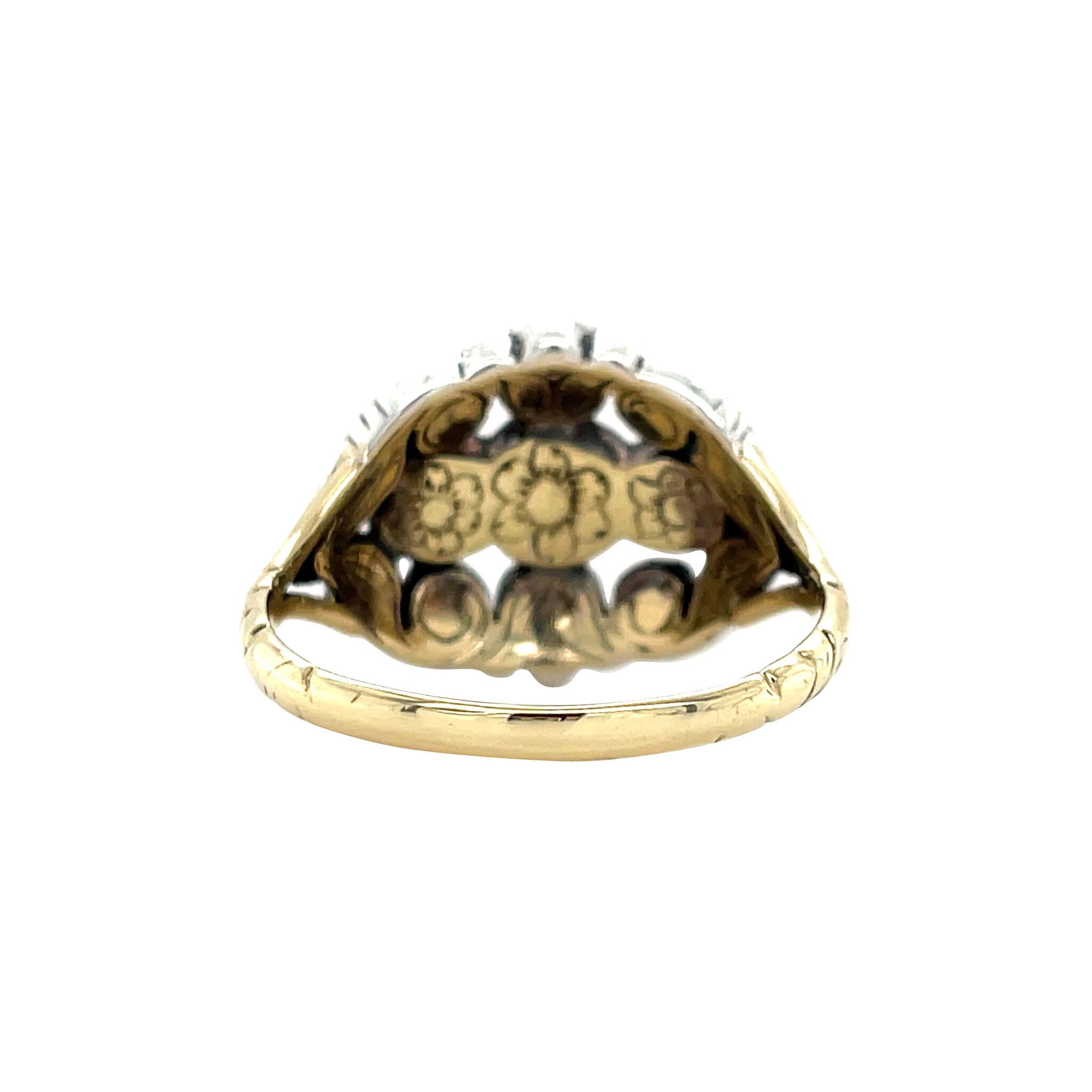 Vintage gold ring with rose-cut diamond 14 kt/925