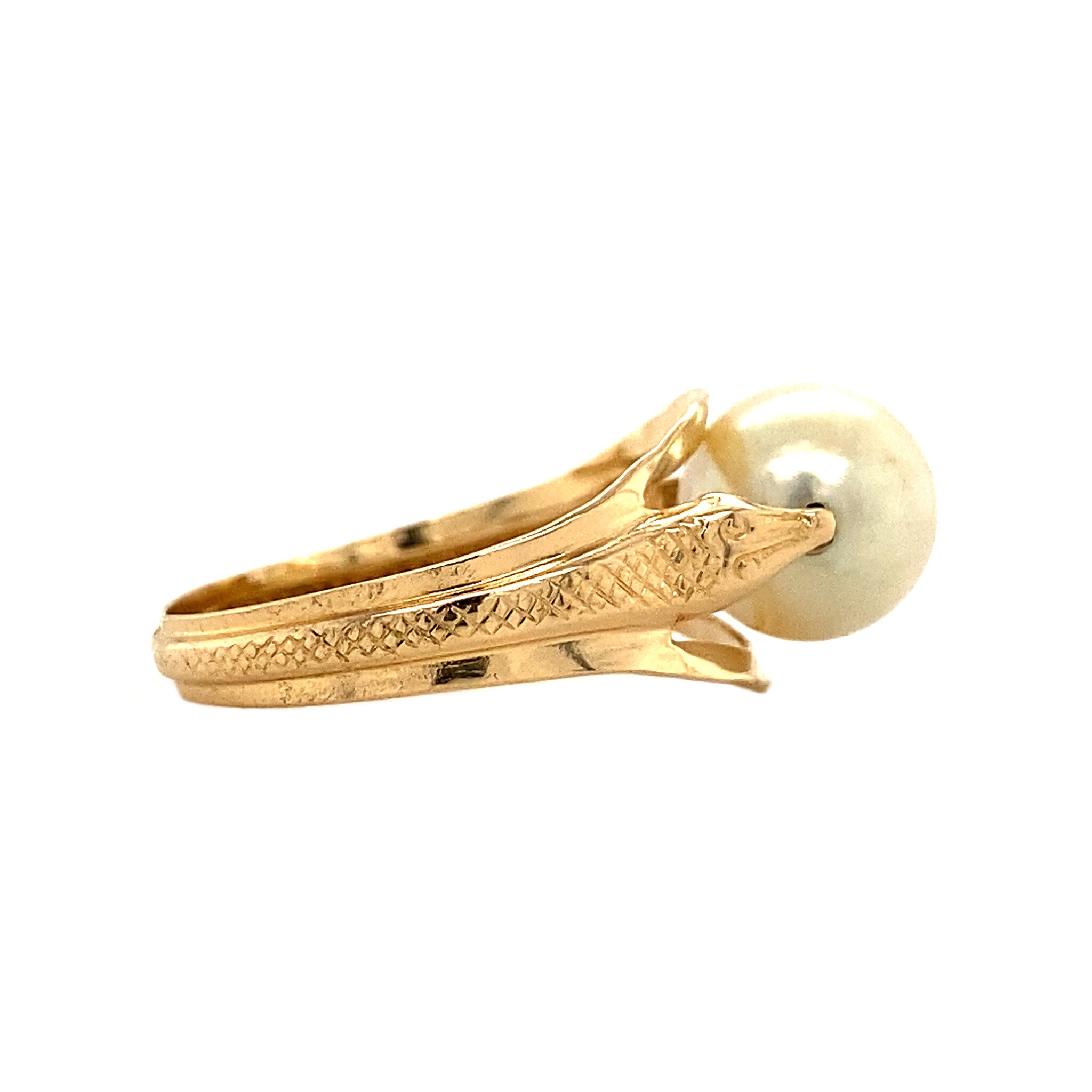 18 kt gold ring with pearl