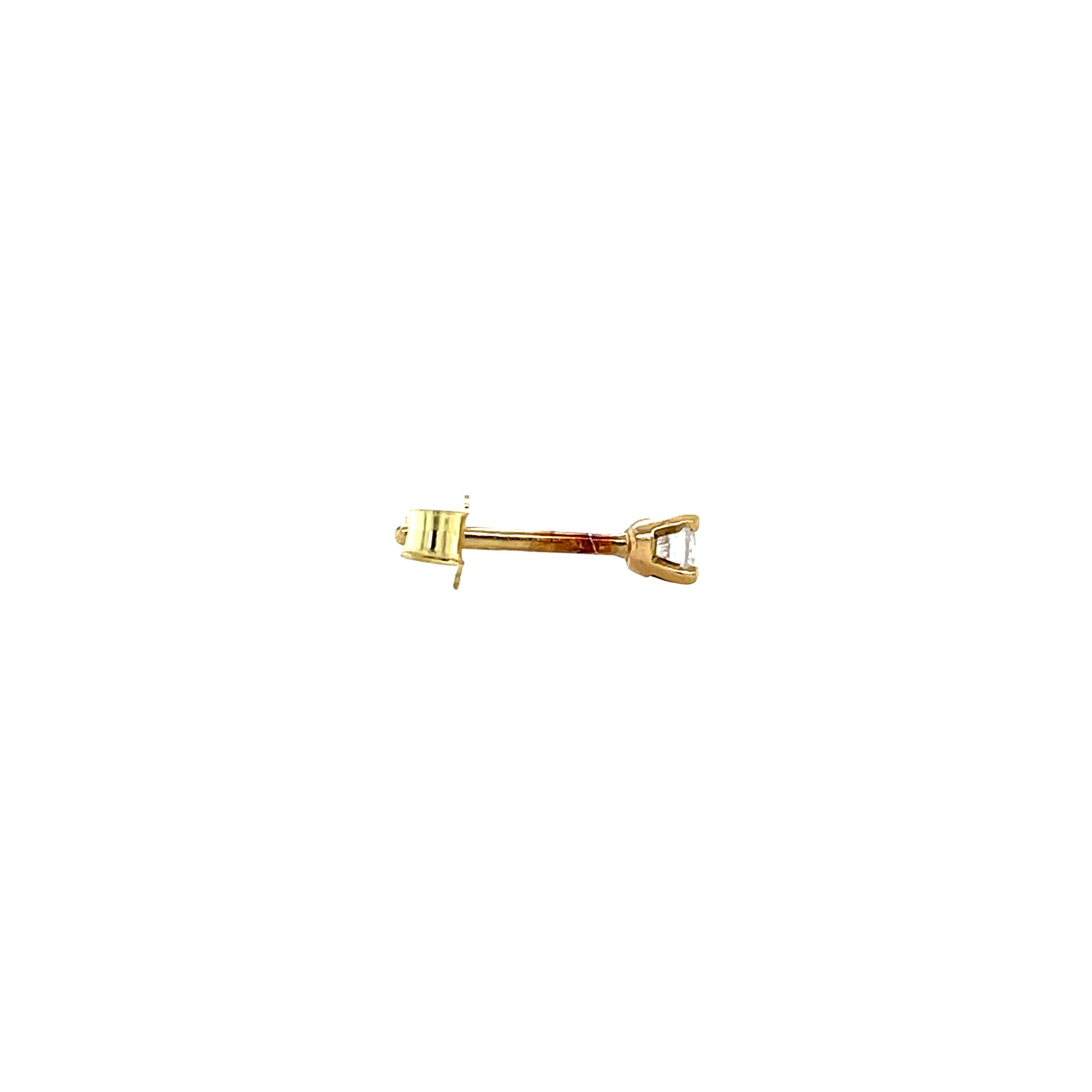 14 kt gold solitaire stud earring with diamond