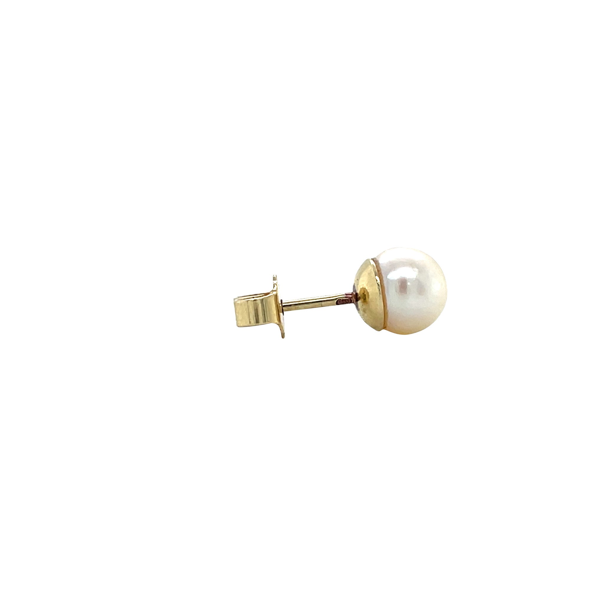 Vintage gold stud earring with pearl, 14 kt