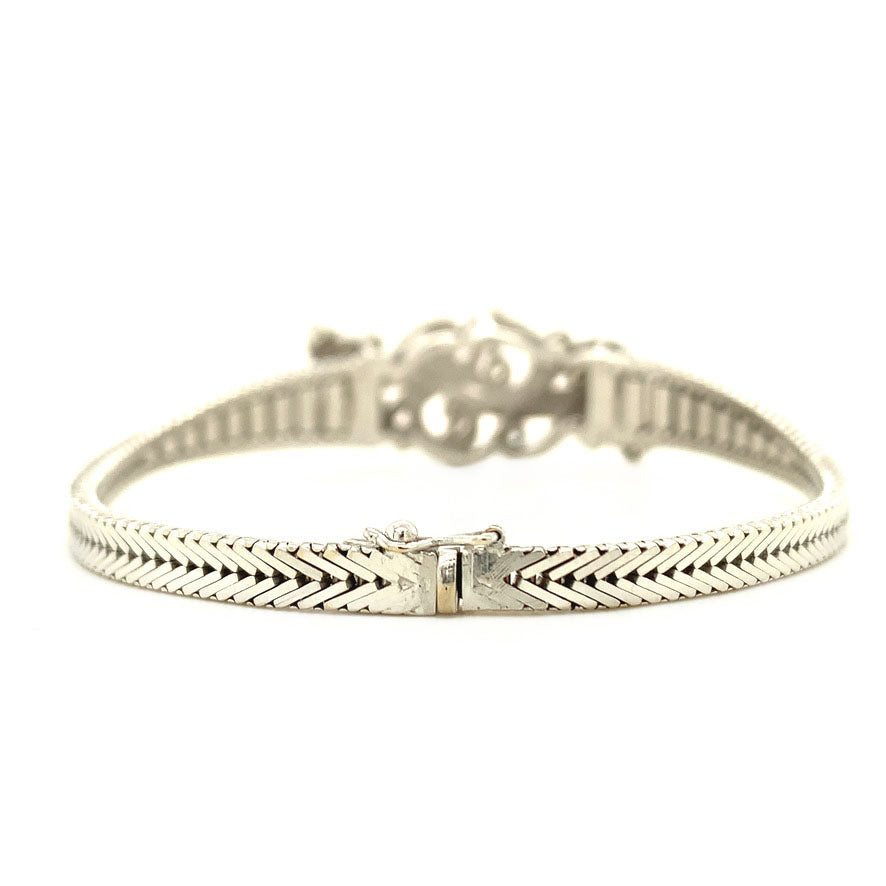 Vintage 14 kt white gold bracelet with diamond