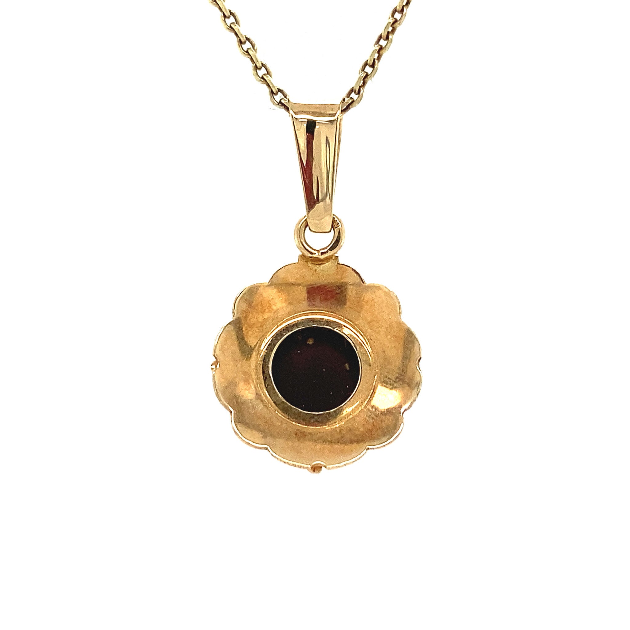 Gouden hanger met granaat 14 krt