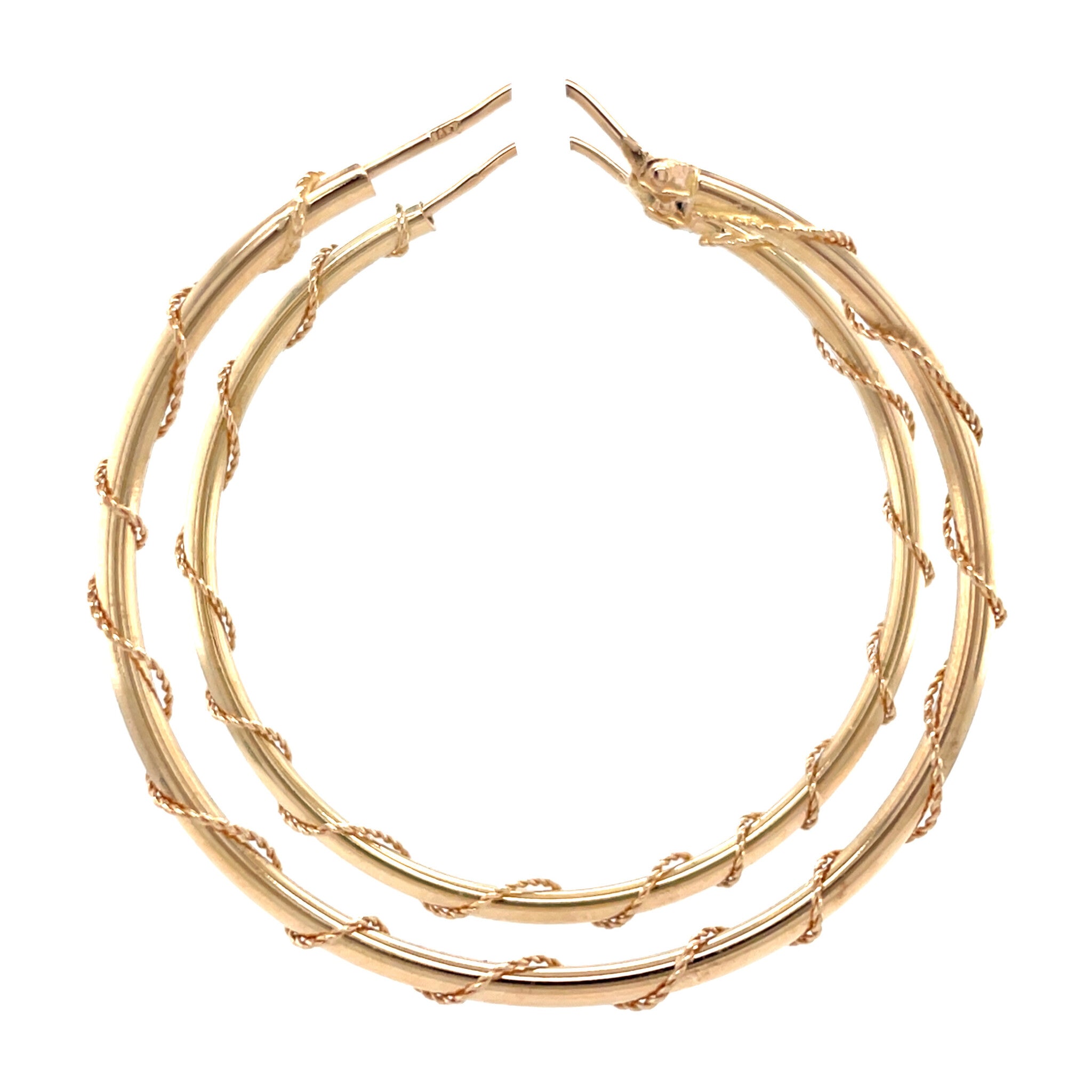 Gouden vintage getordeerde oorringen 14 krt