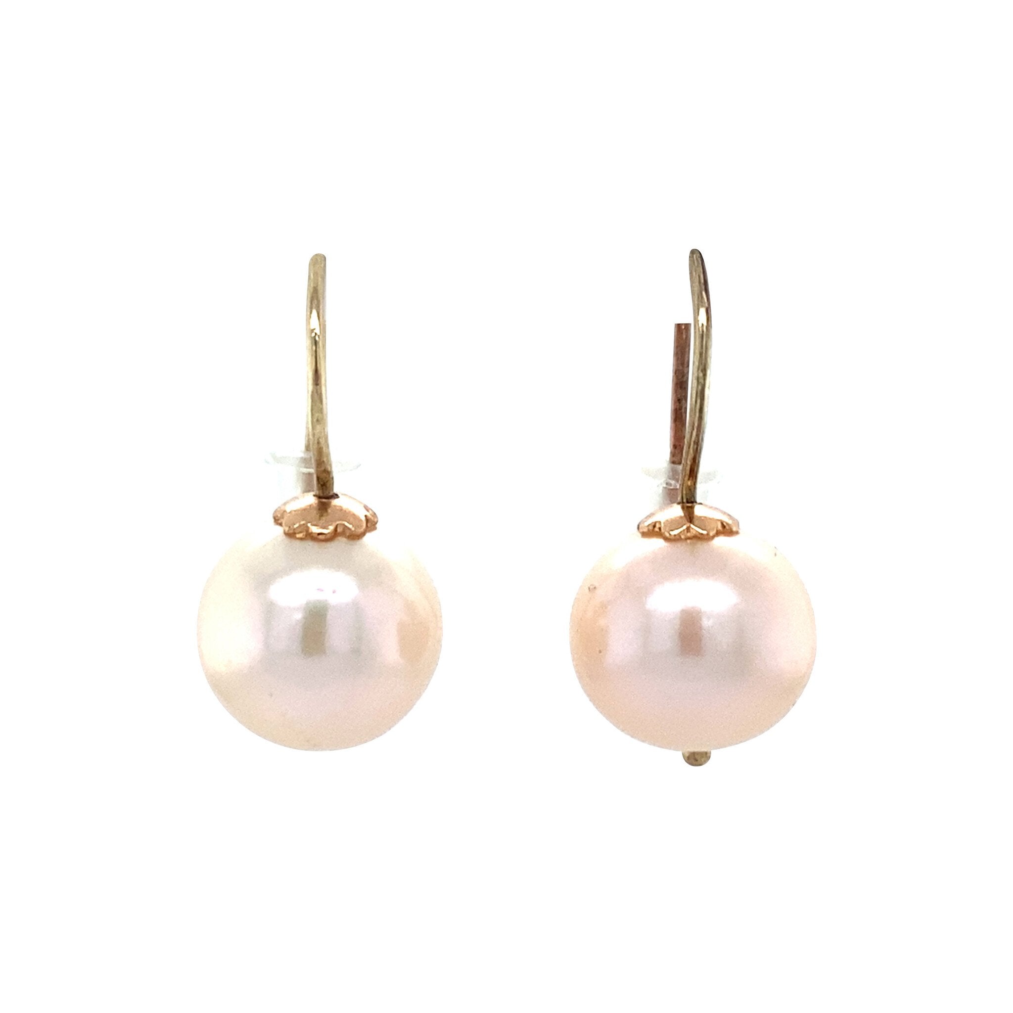 Vintage pearl drop earrings 12 kt