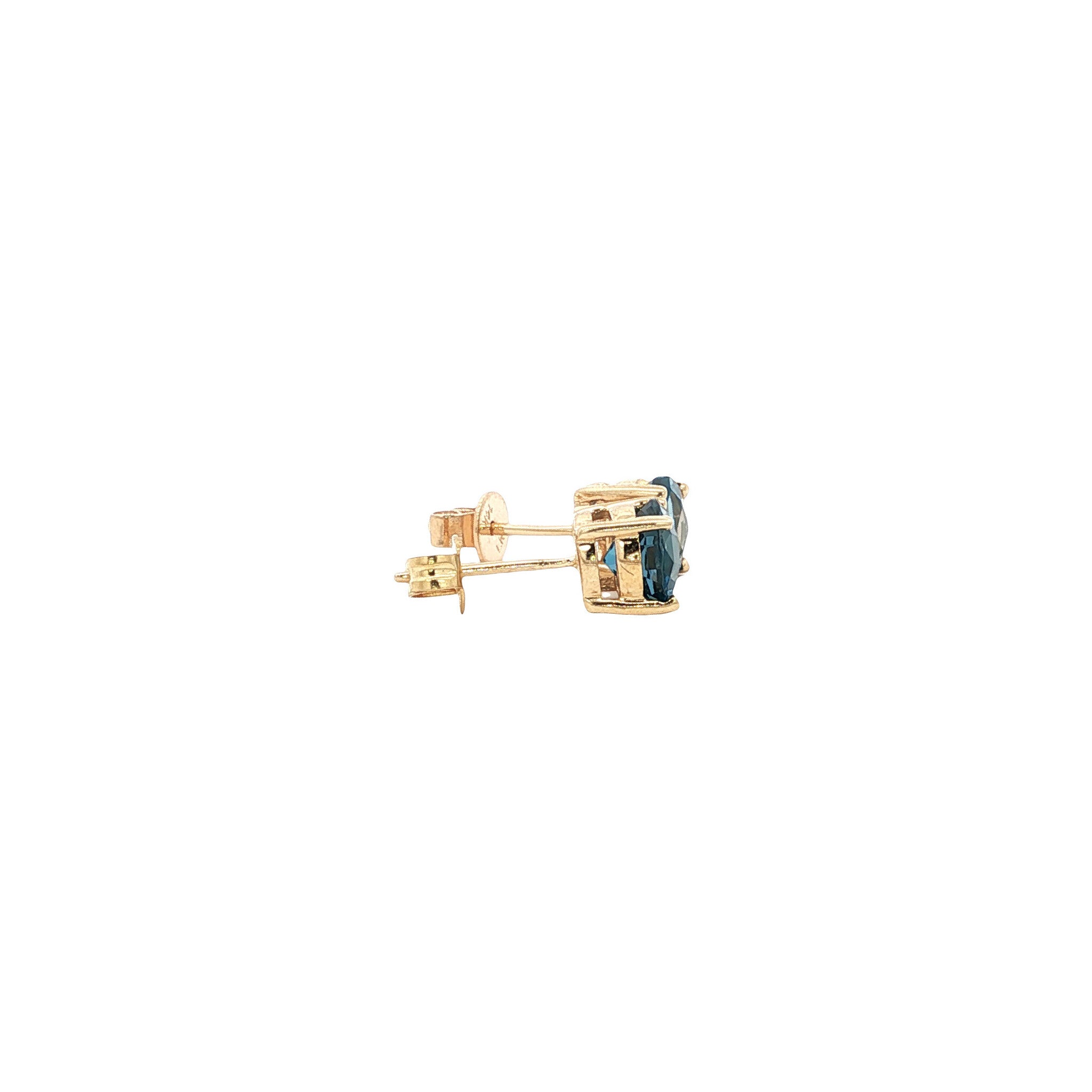 Gold vintage stud earrings with topaz 14 kt
