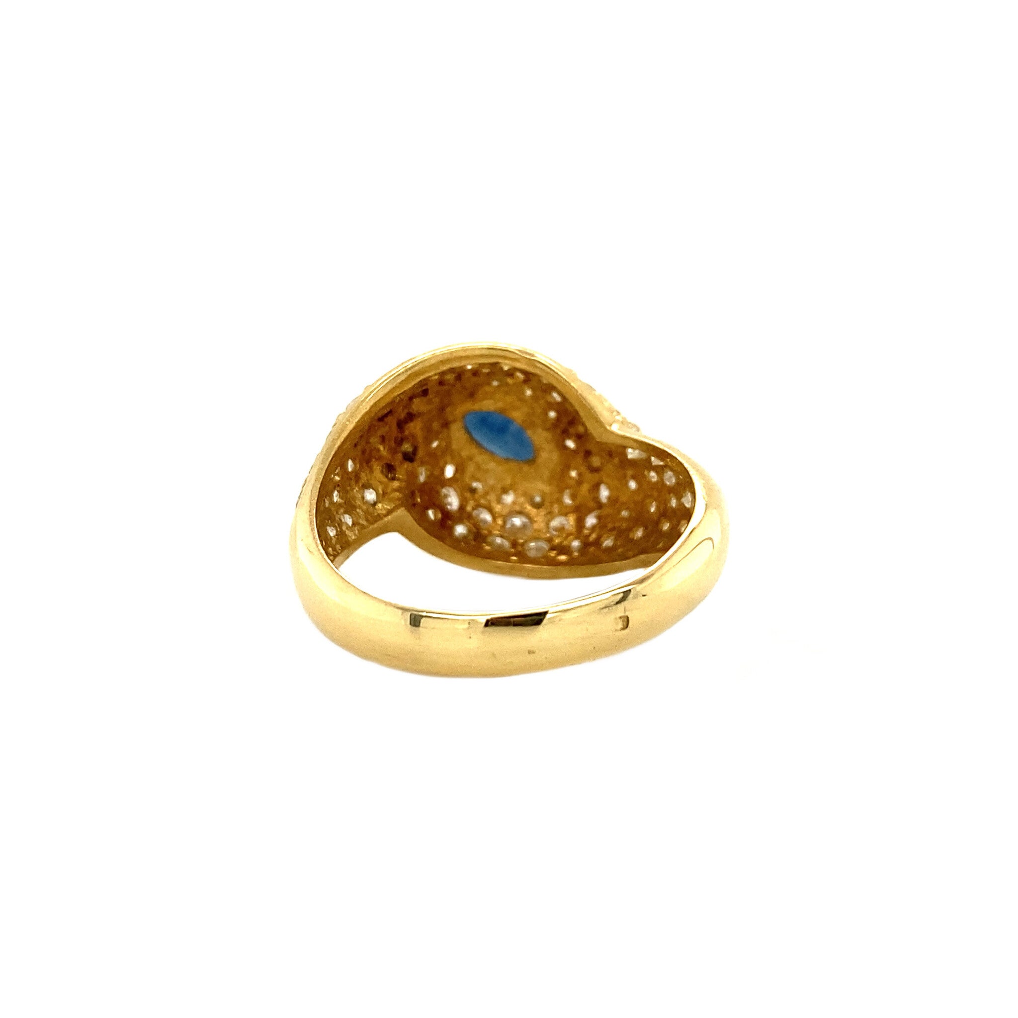 Gold vintage ring with sapphire and diamond, 18 kt