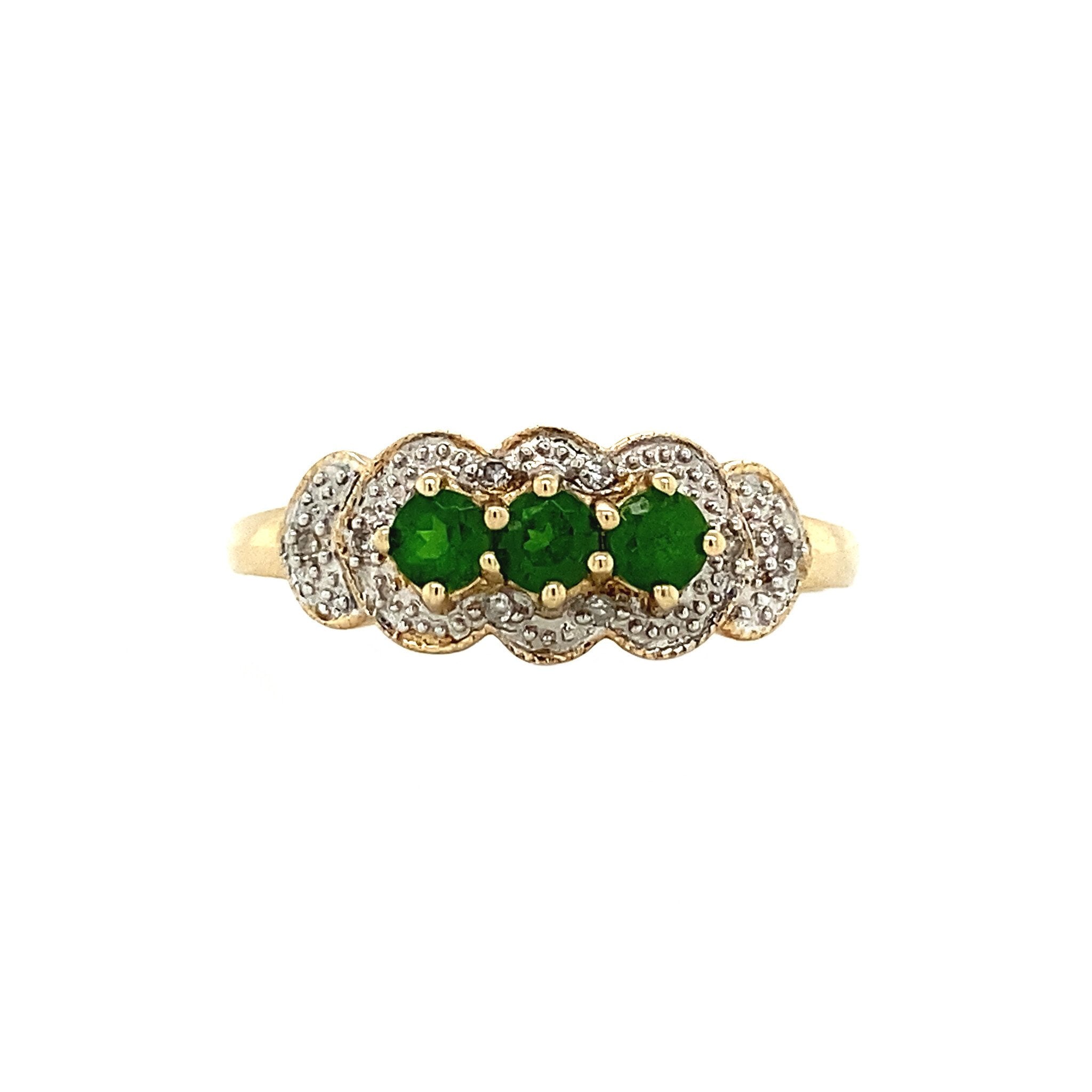Ring met peridot en diamant 9 krt