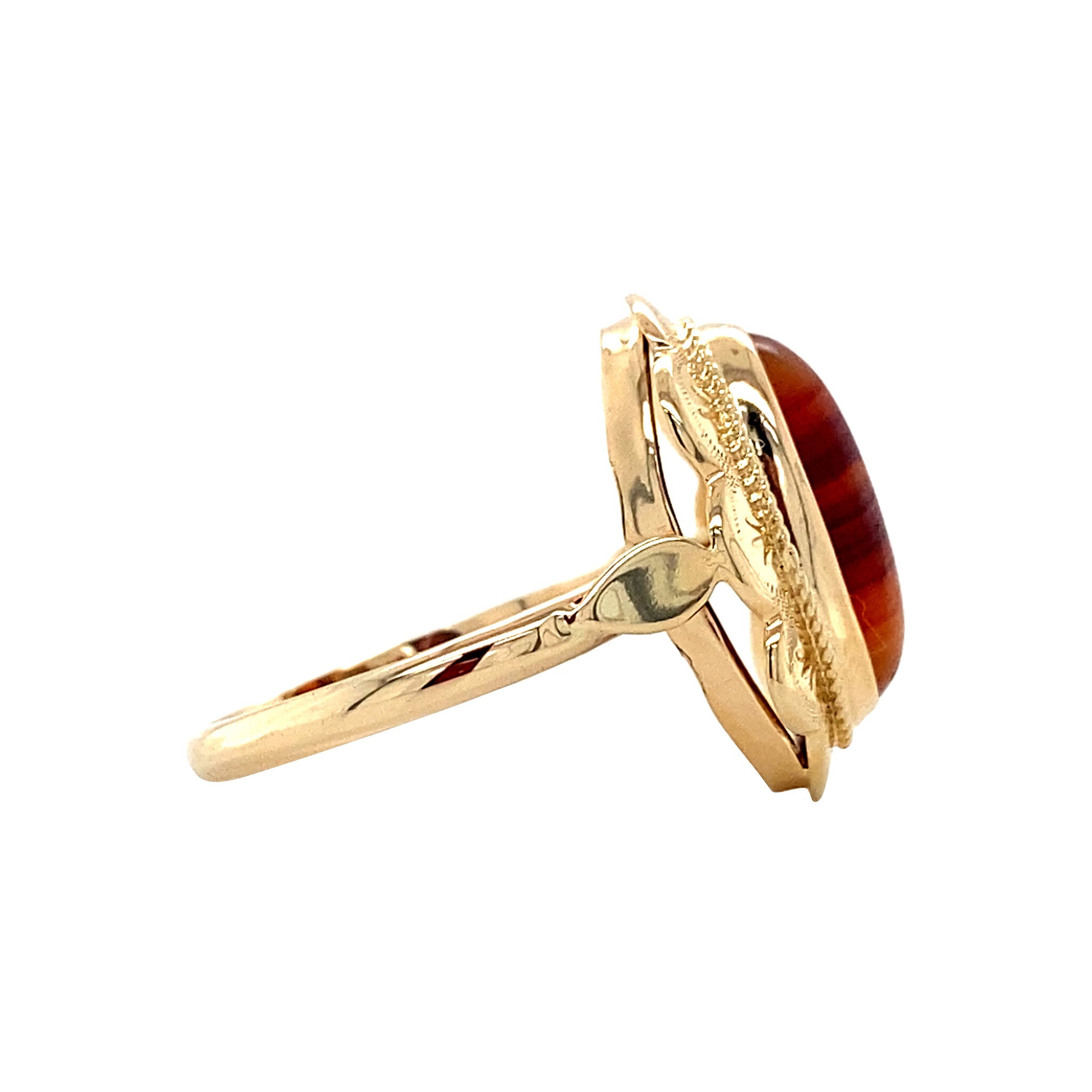 Gouden vintage ring met streepagaat 14 krt