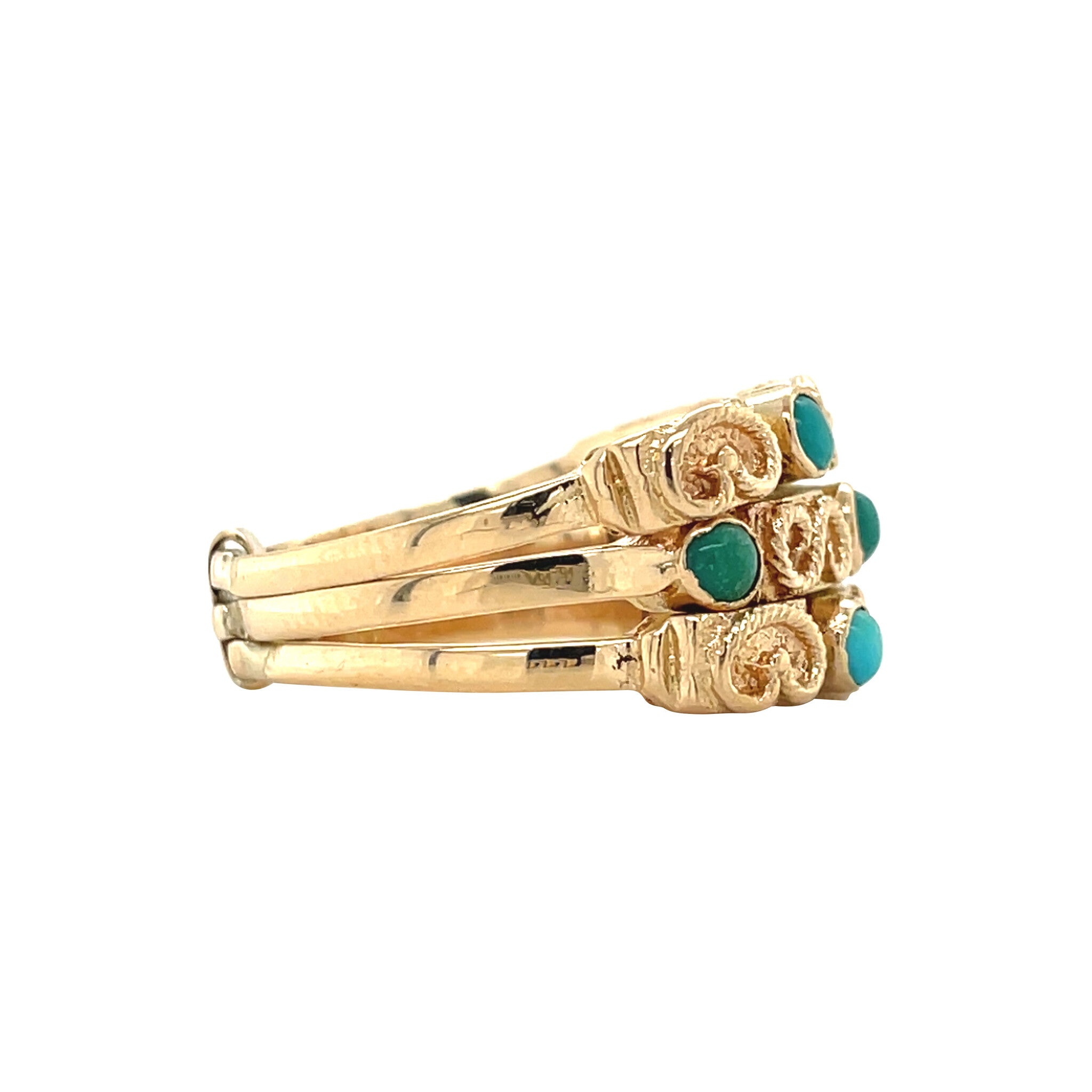 Gouden vintage ring met turkoois 18 kt