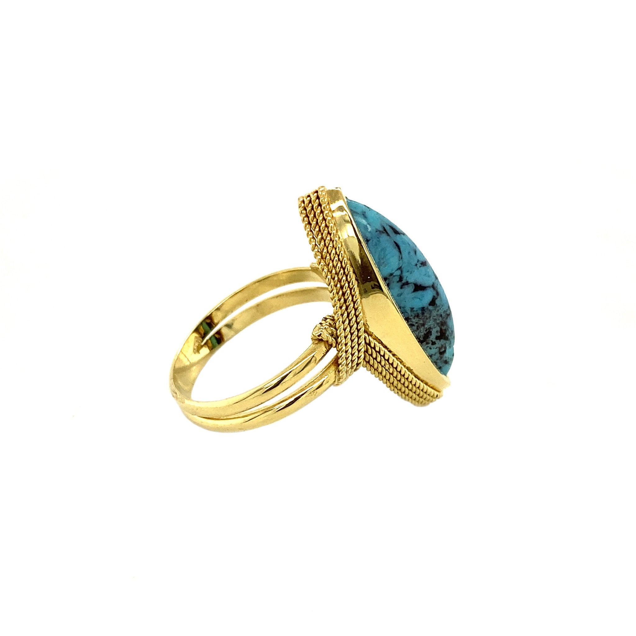 Gold ring with turquoise 18 krt