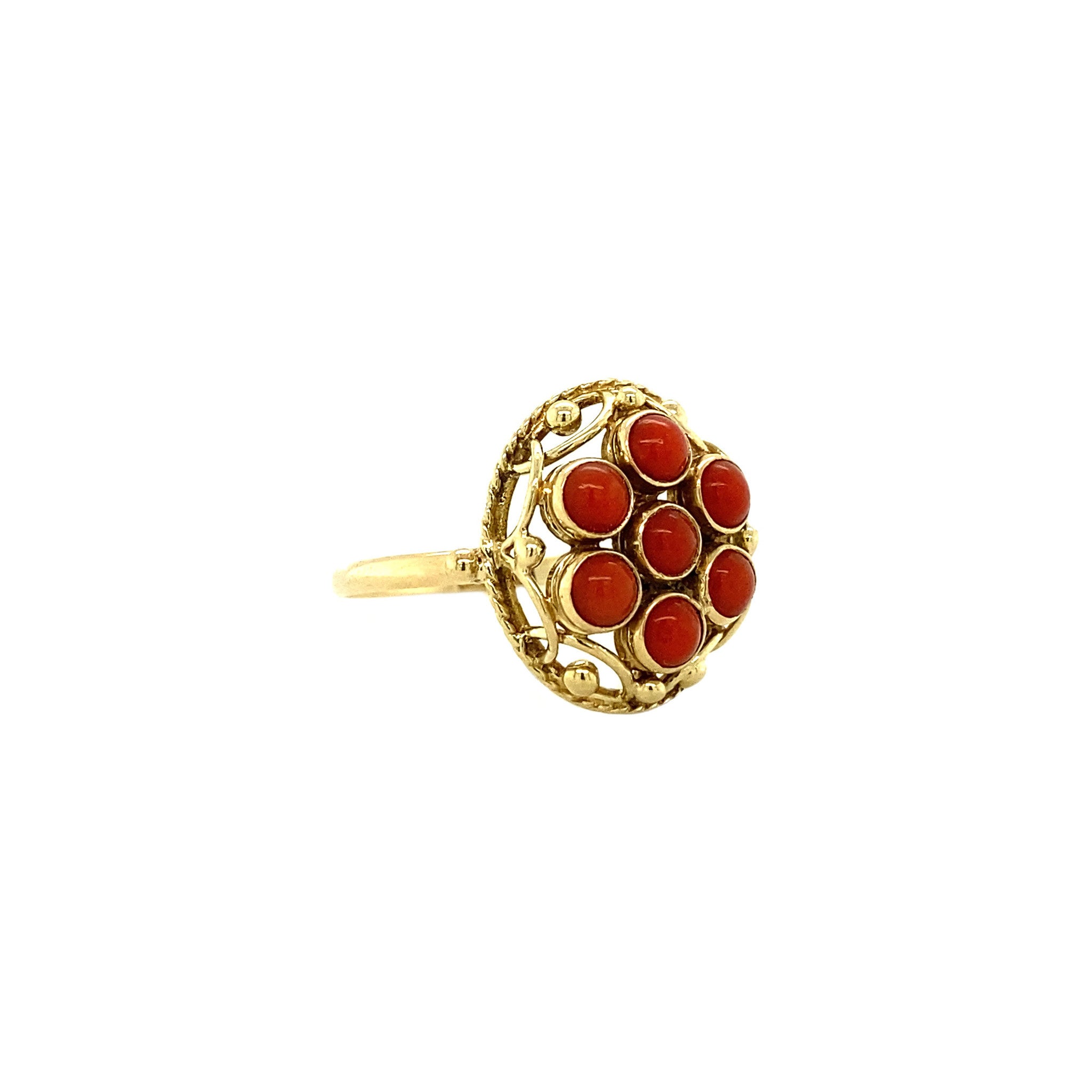 Gouden ring met bloedkoraal 14 krt
