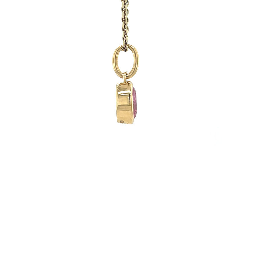 Gouden vintage hanger met saffier 18 kt