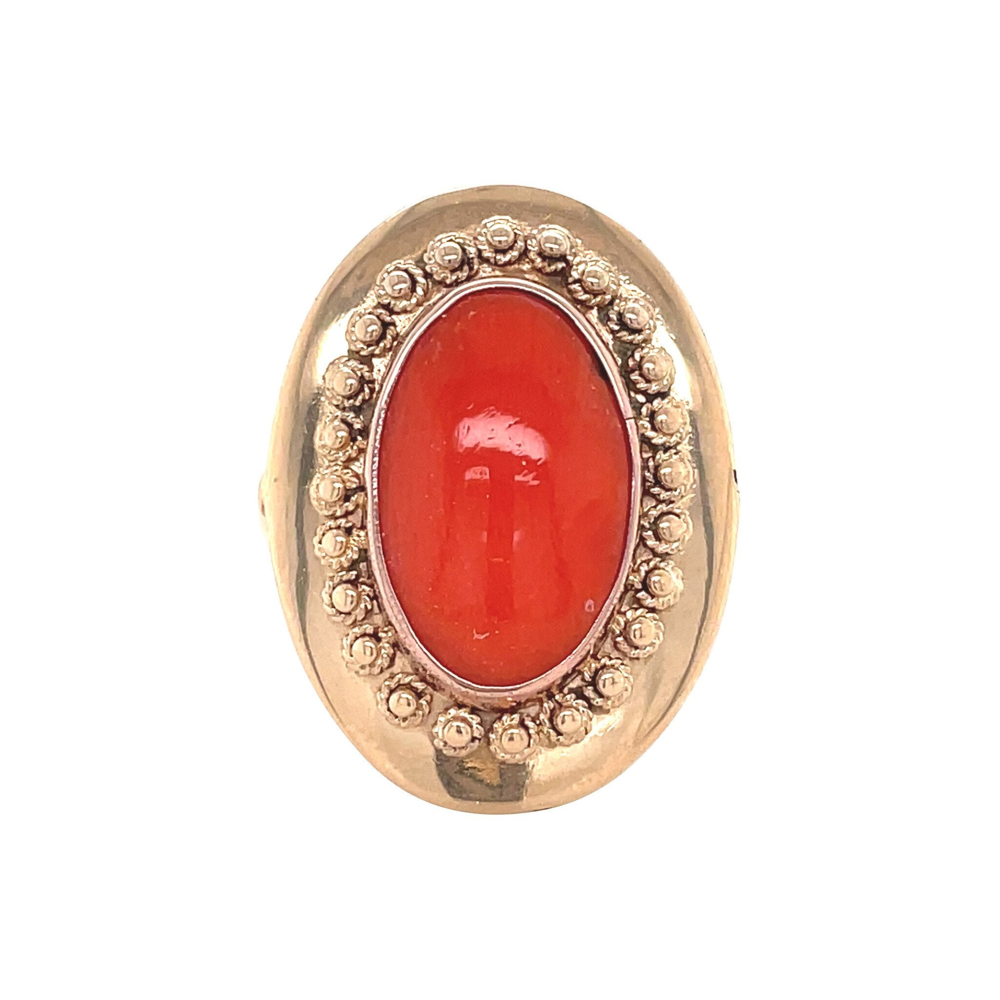 Gold vintage ring with blood coral 14 kt