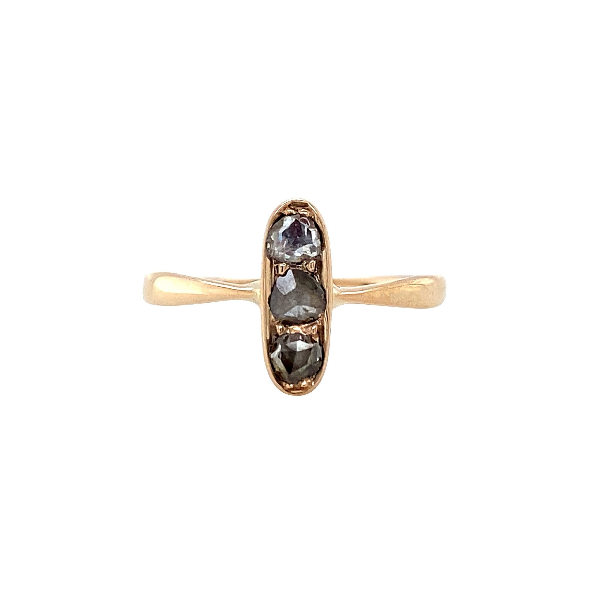 12 kt rose gold ring with rose-cut diamond