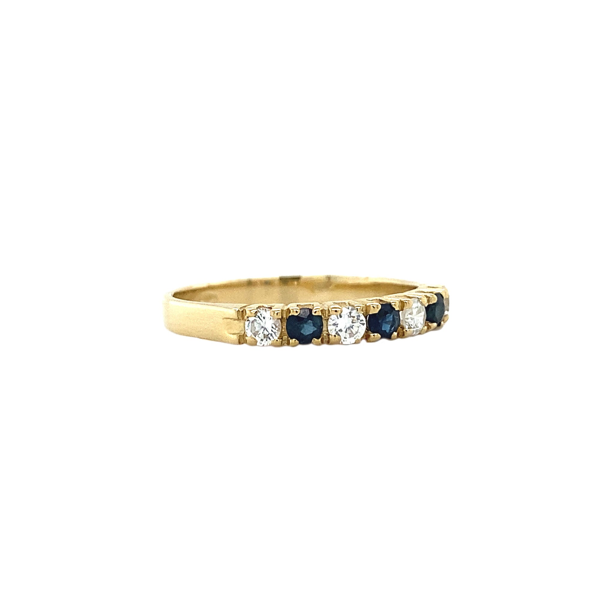Gouden rijring met saffier en diamant 14 krt