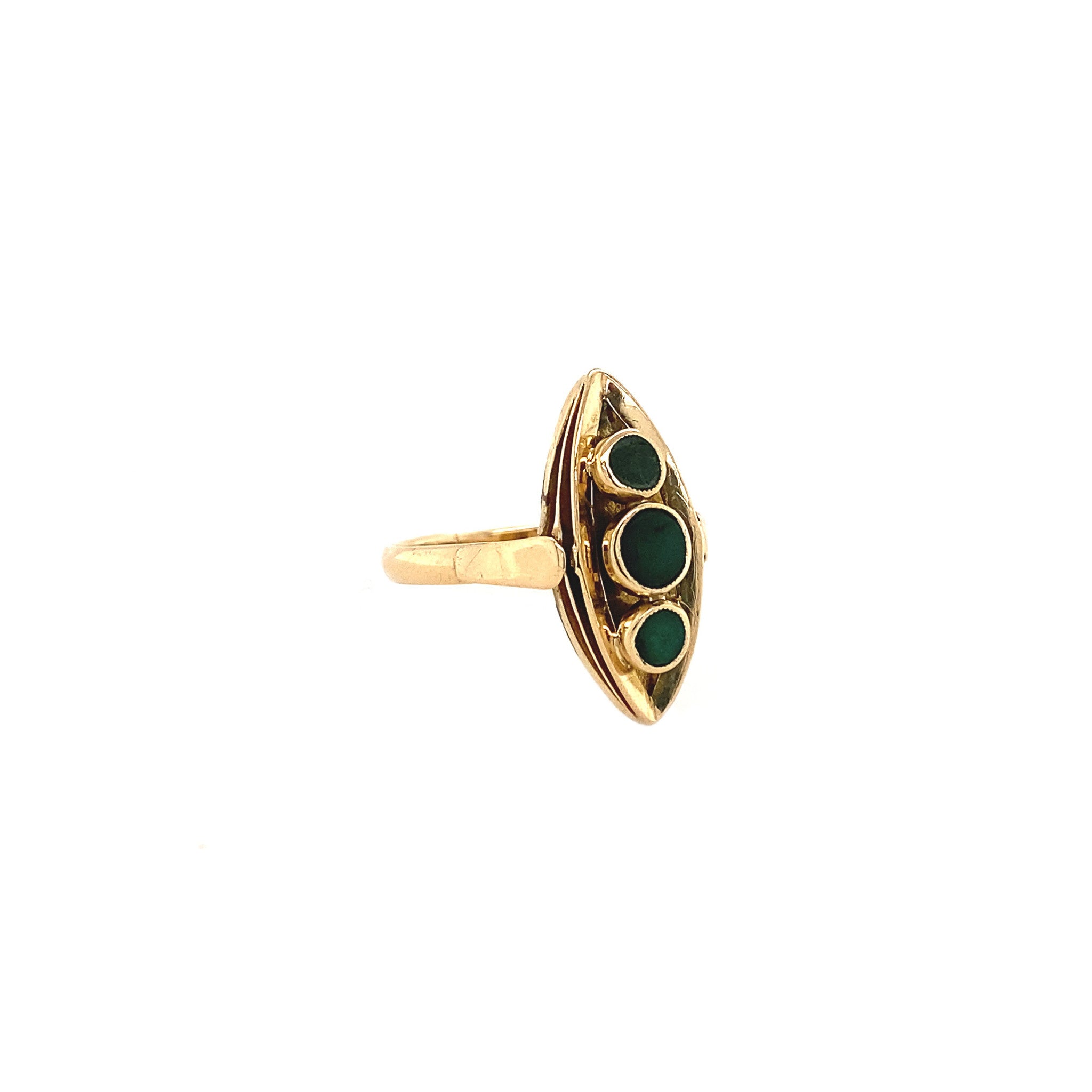 Gouden ring met malachiet 14 krt
