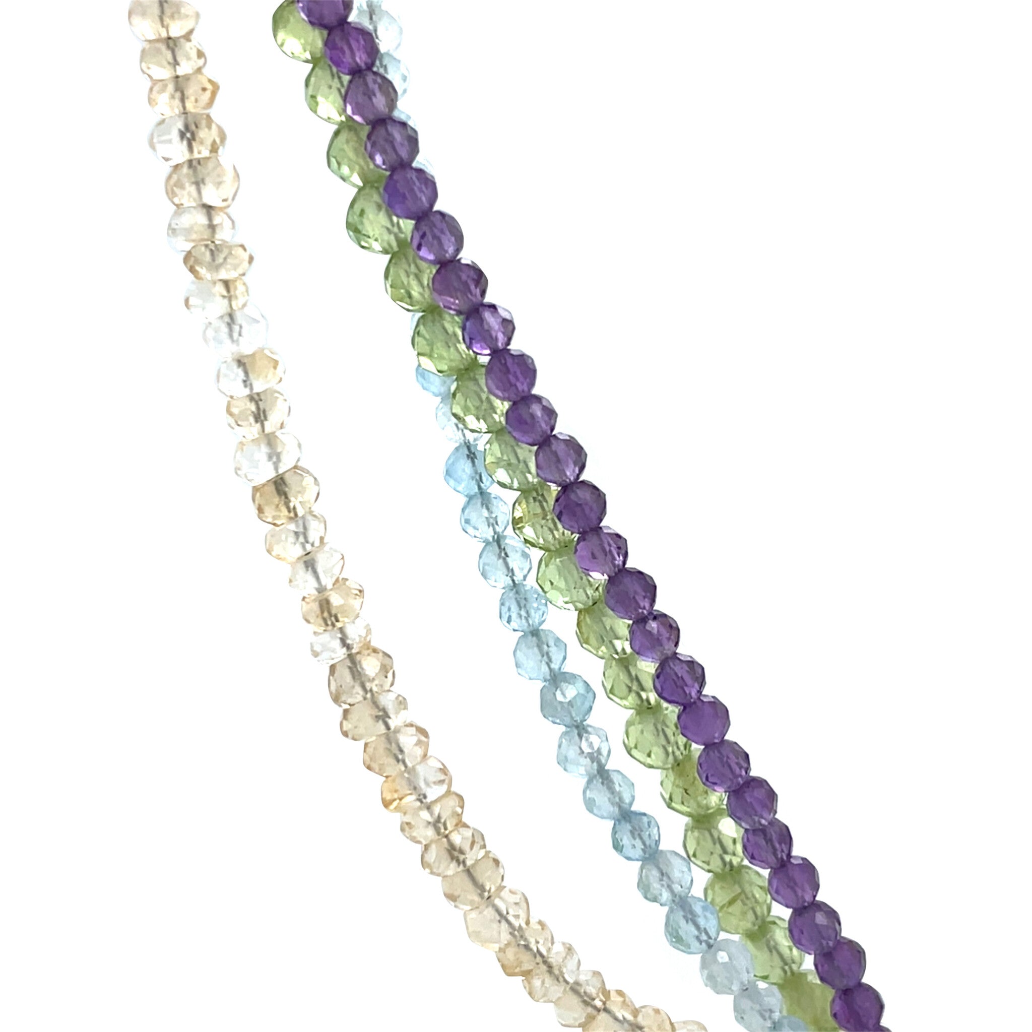 Vintage gemstone necklace with heart clasp 9 kt