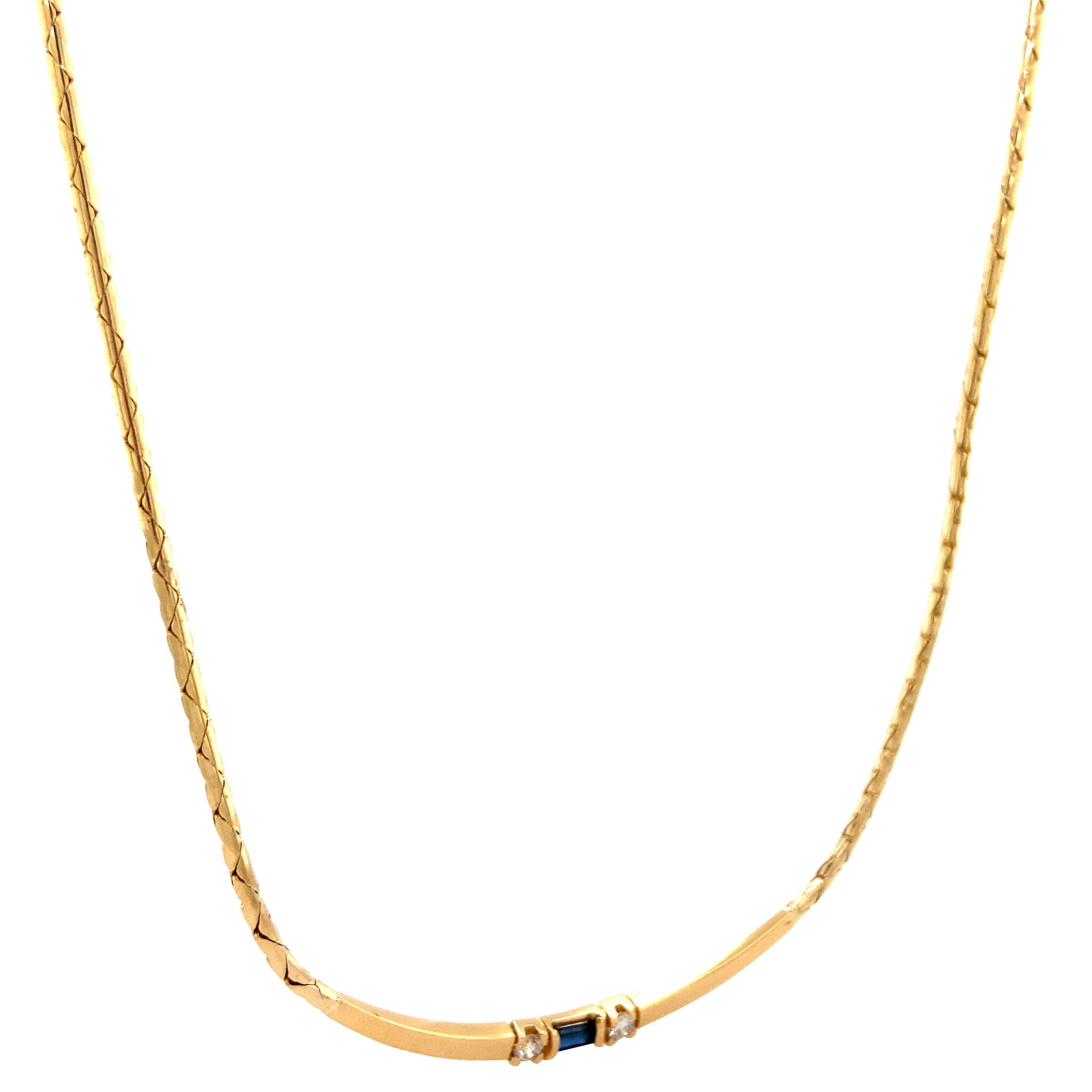 Gold necklace with diamond and sapphire pendant 14 krt