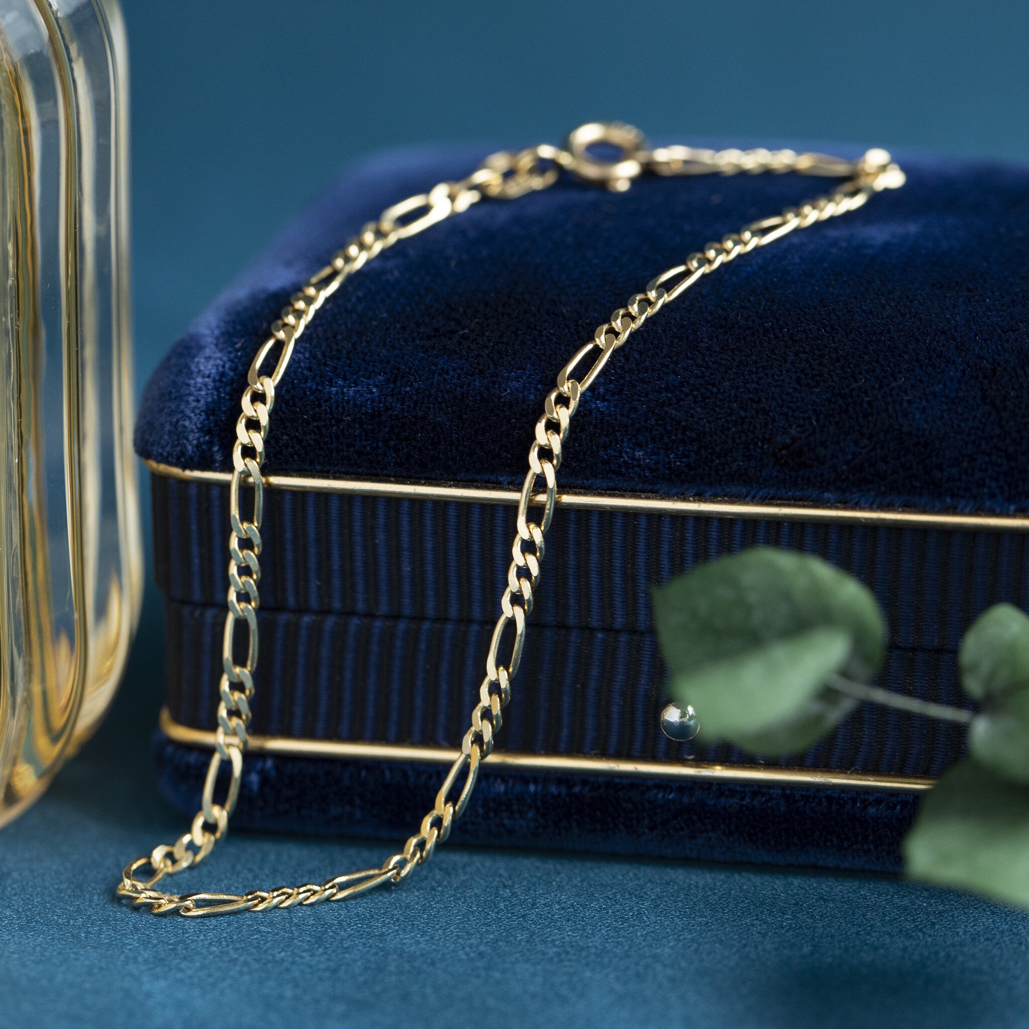 Gold bracelet figaro 18 cm 14 krt