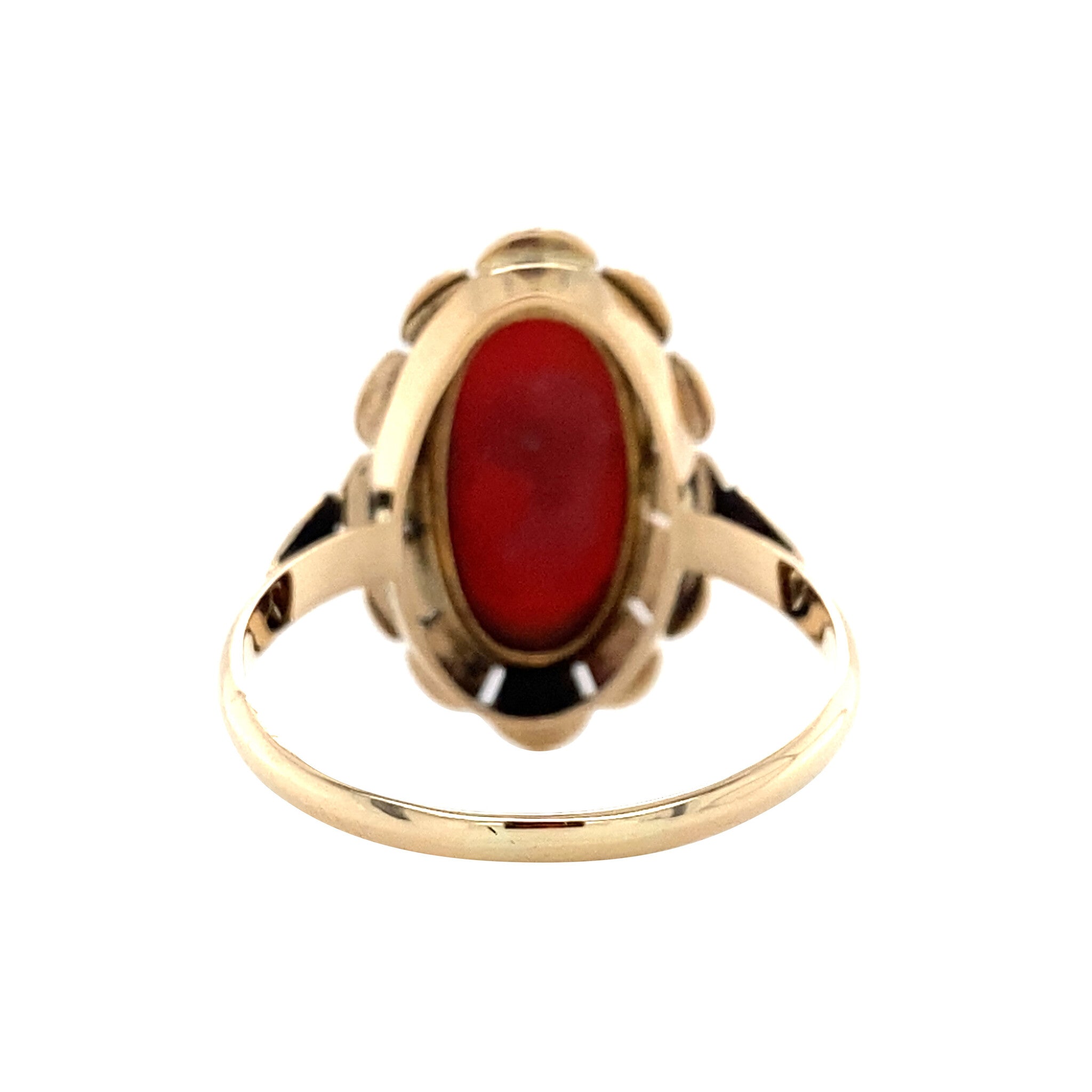 Gouden ring met bloedkoraal 14 krt