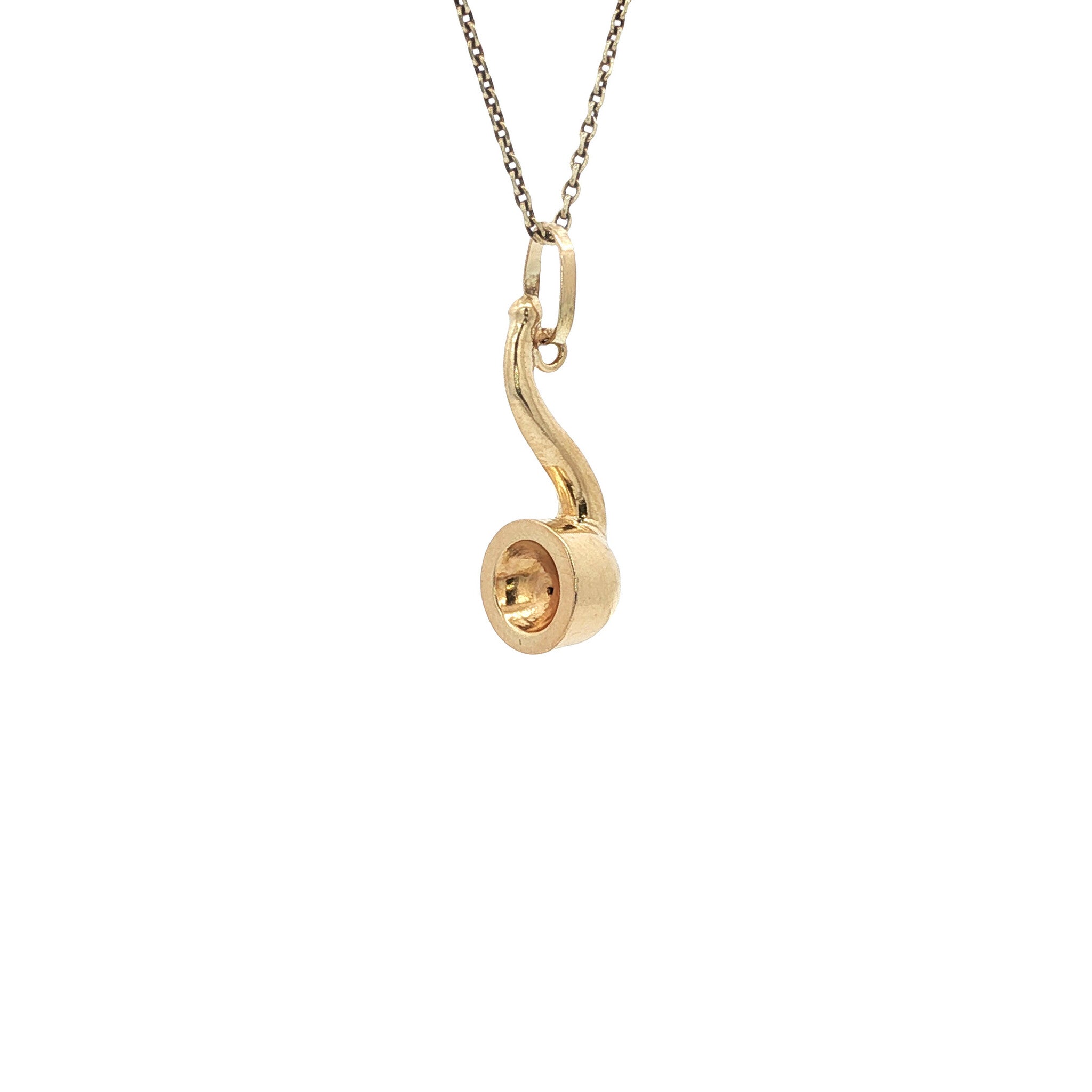Gold vintage tobacco pipe pendant 14 kt
