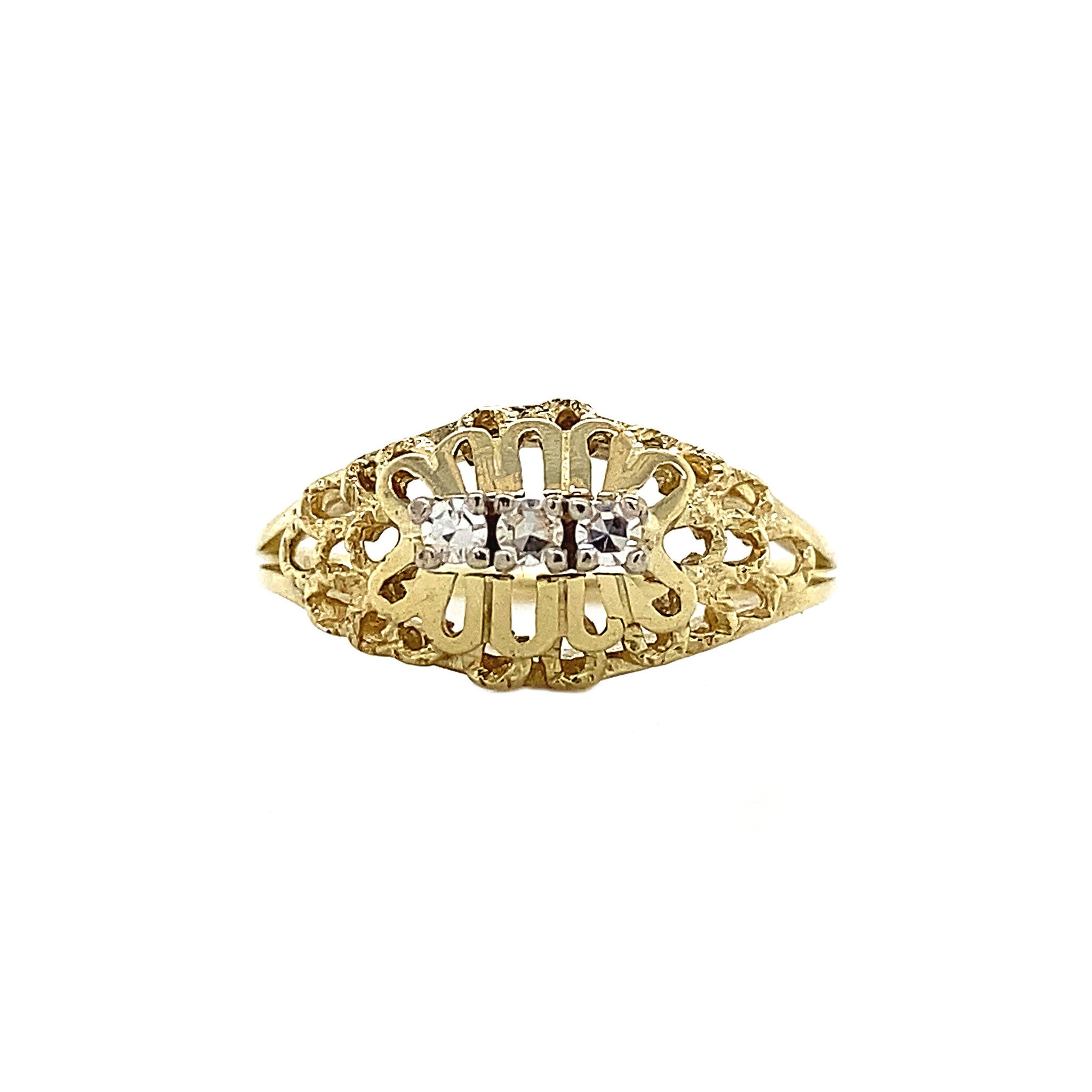 Gouden trigolie ring met diamant 14 krt