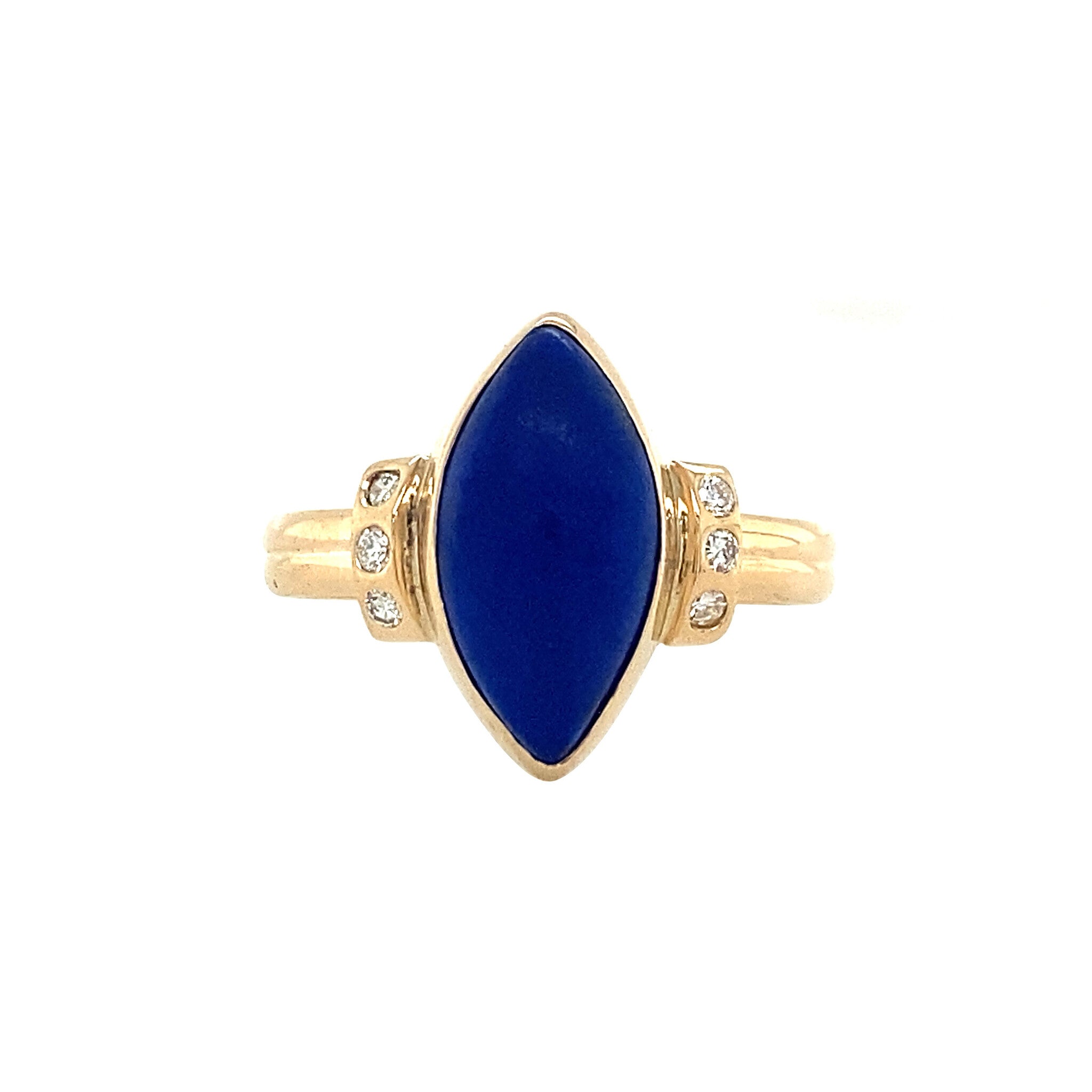 14 kt gold ring with lapis lazuli and diamond