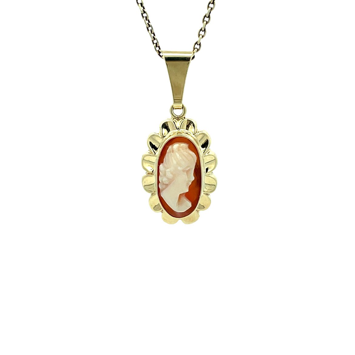 Gold vintage pendant with cameo 14 kt