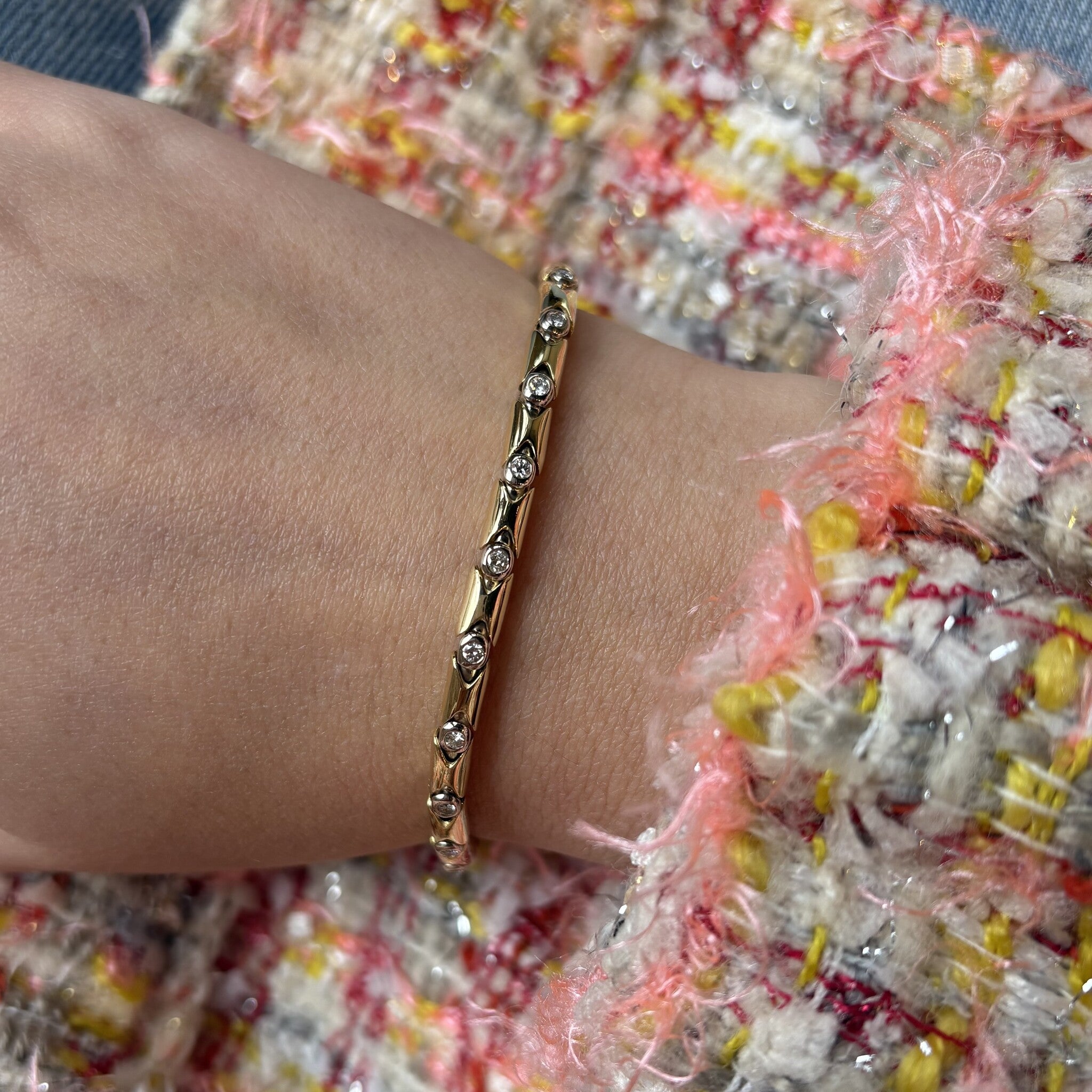 Vintage gold bracelet with diamond, 18 kt