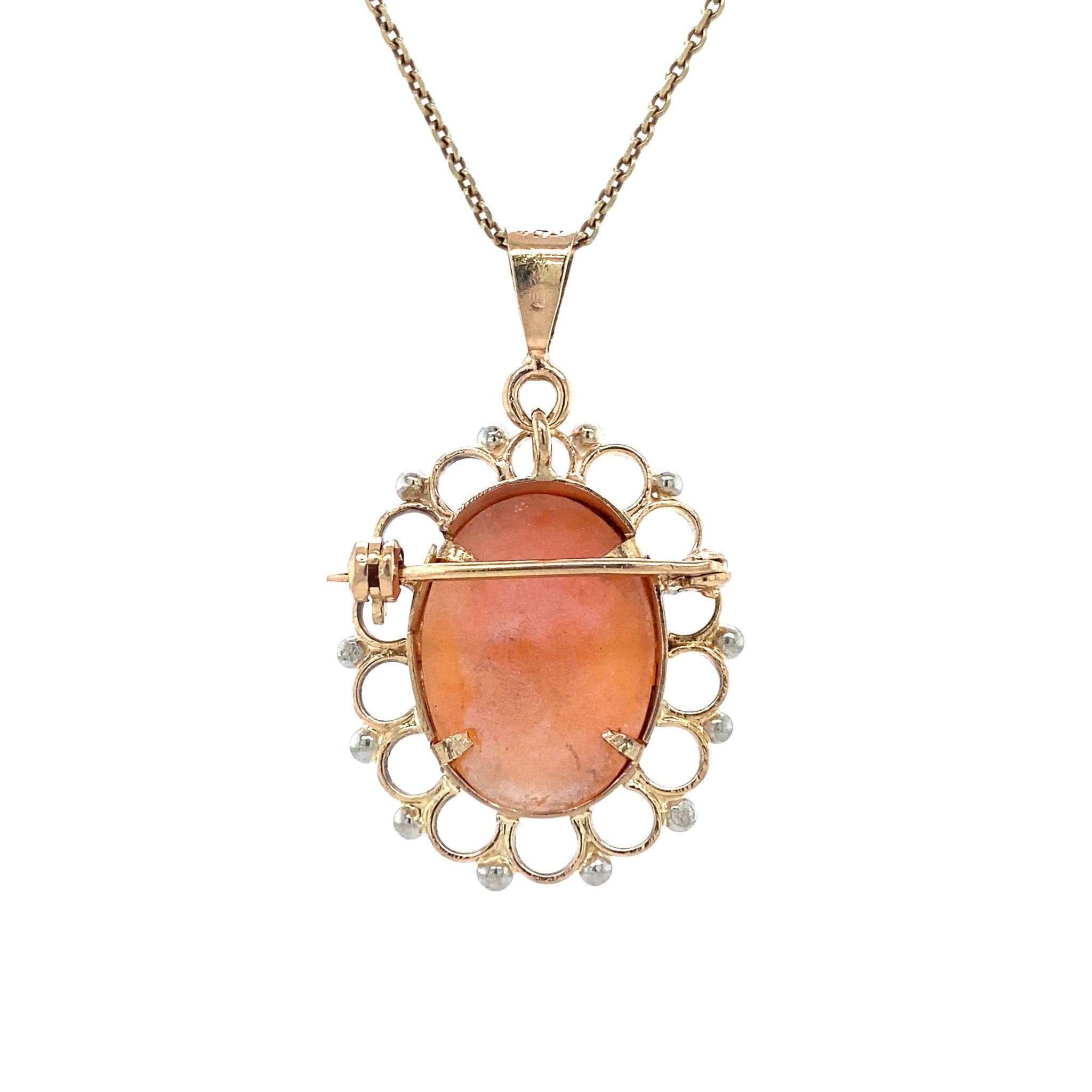 Gouden hanger/broche met camee 18 krt