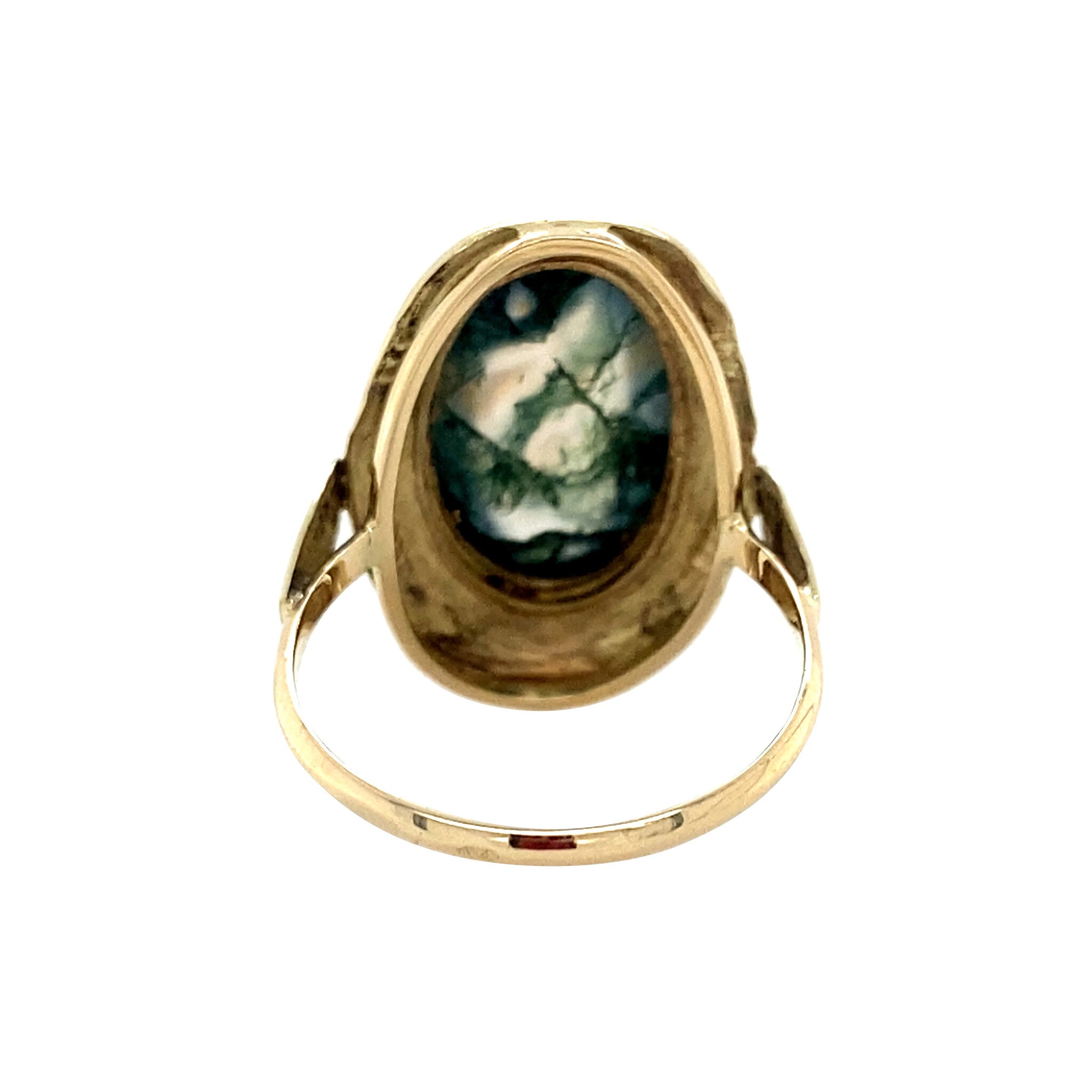Gouden vintage ring met mosagaat 14 krt