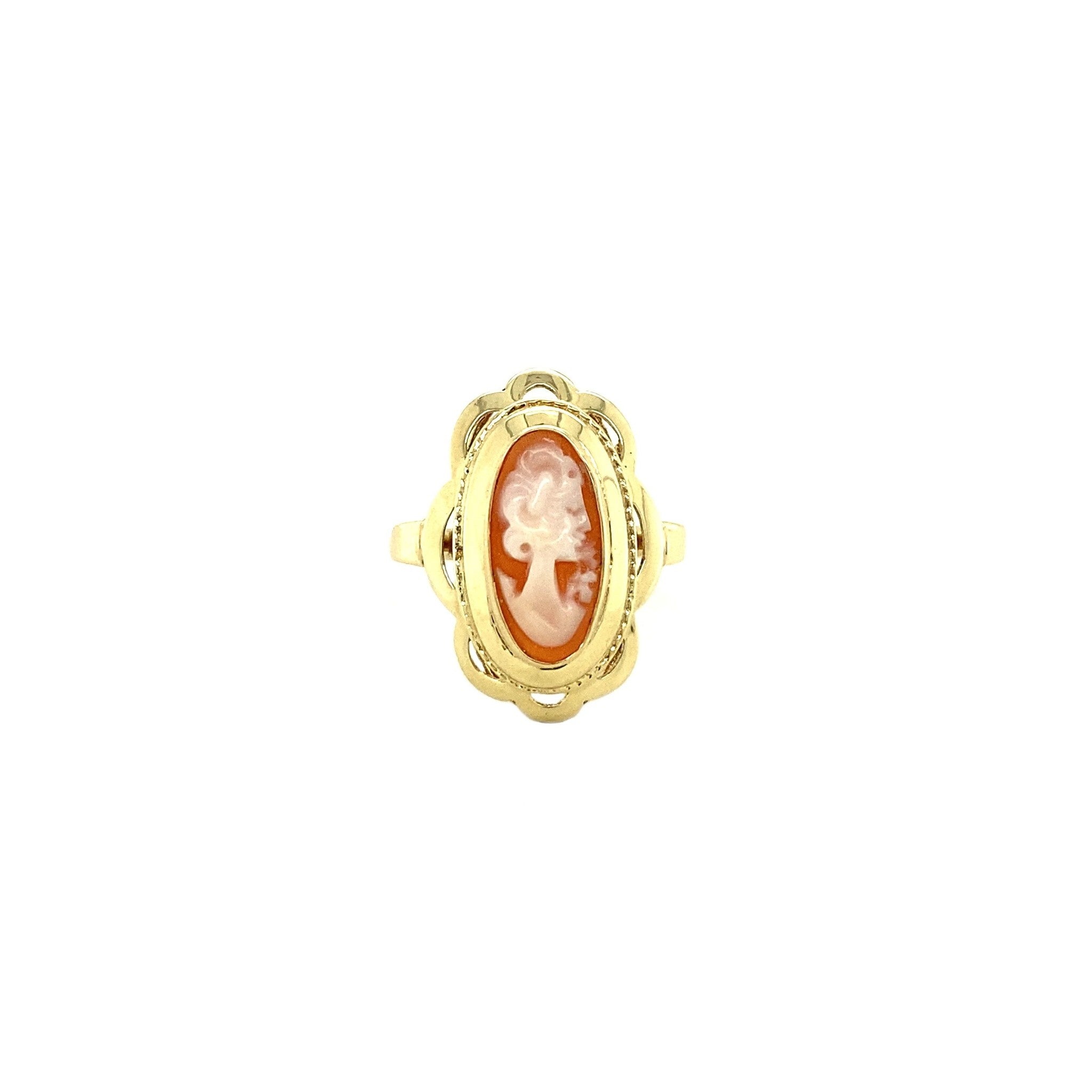Gold ring with cameo, 14 kt
