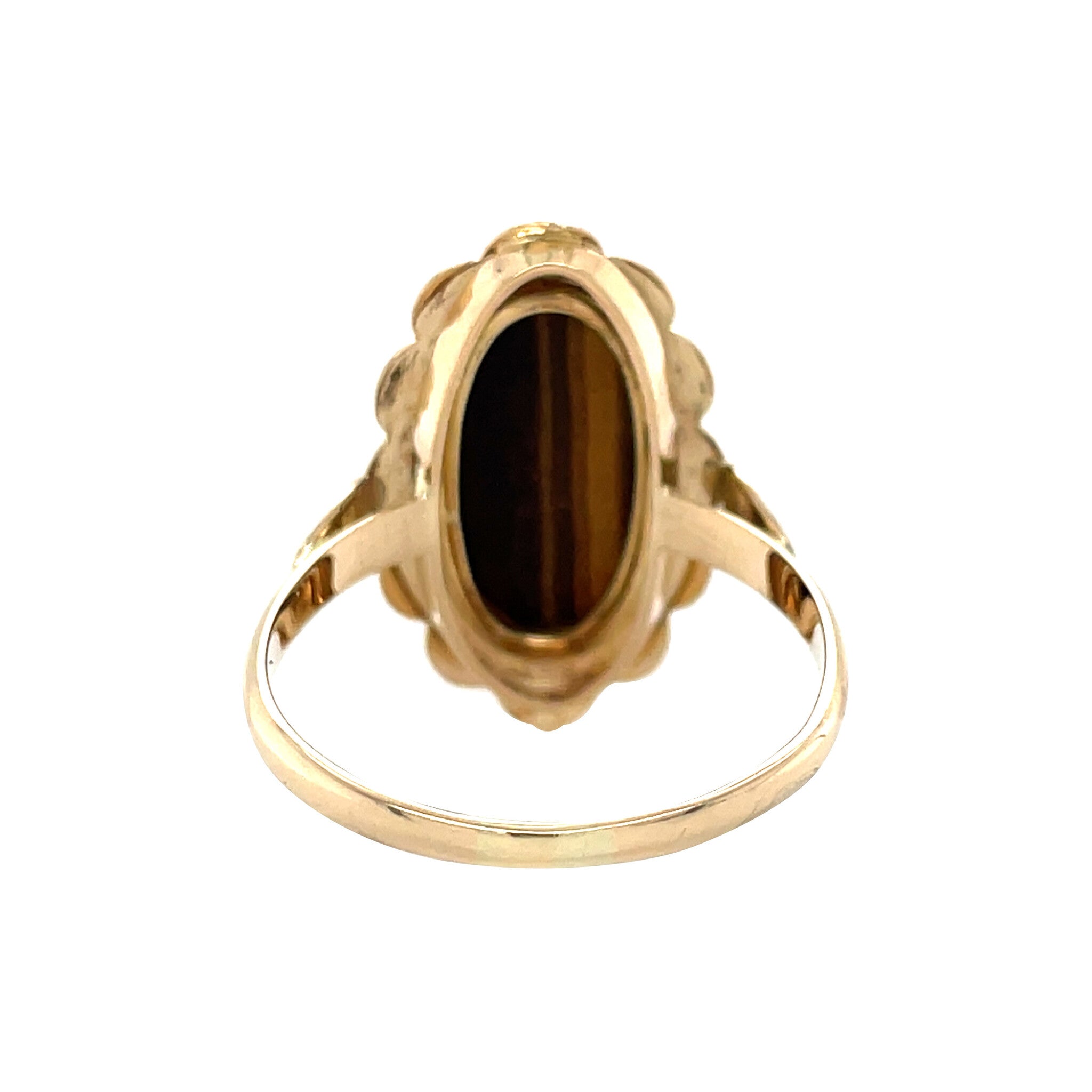 Gold vintage ring with tiger's eye 14 kt
