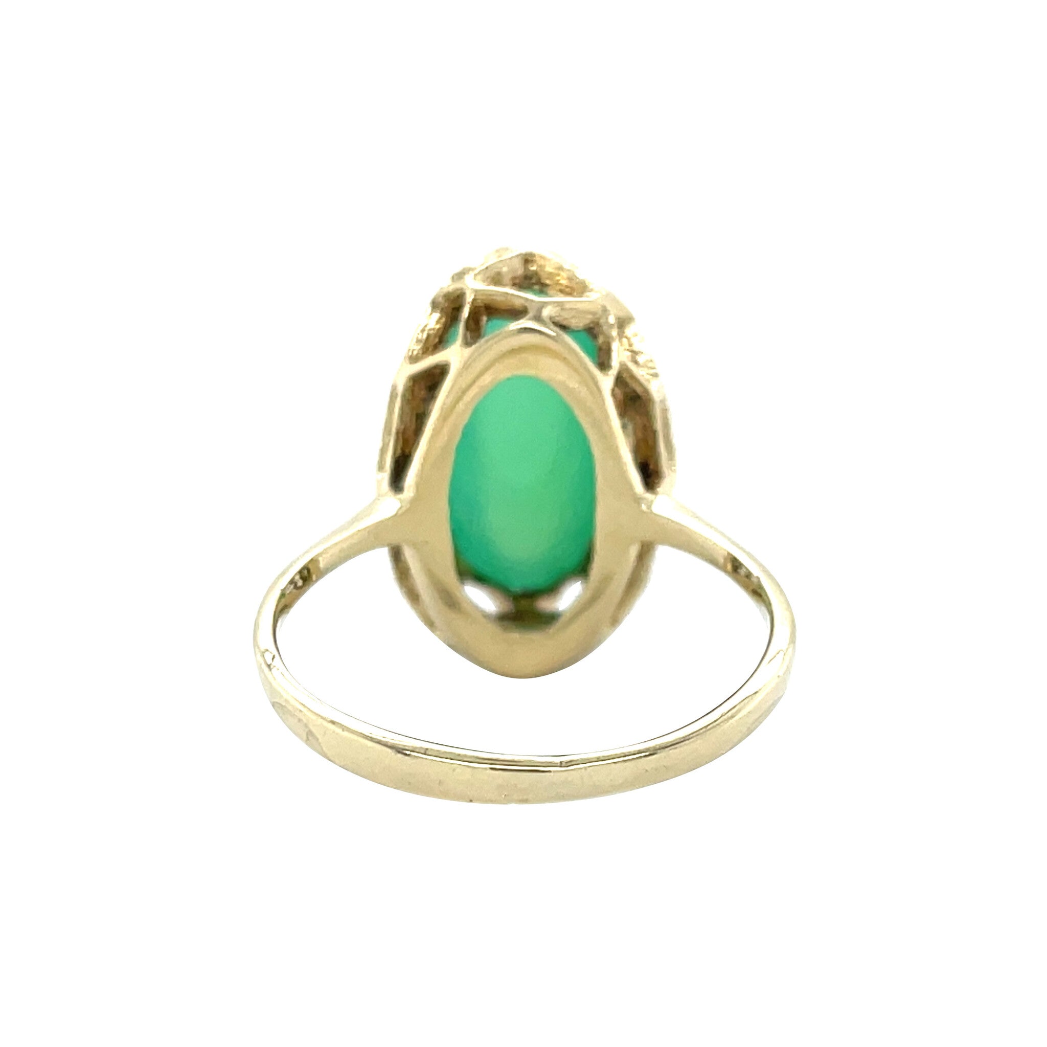 Gouden vintage ring met chrysopraas 14 kt