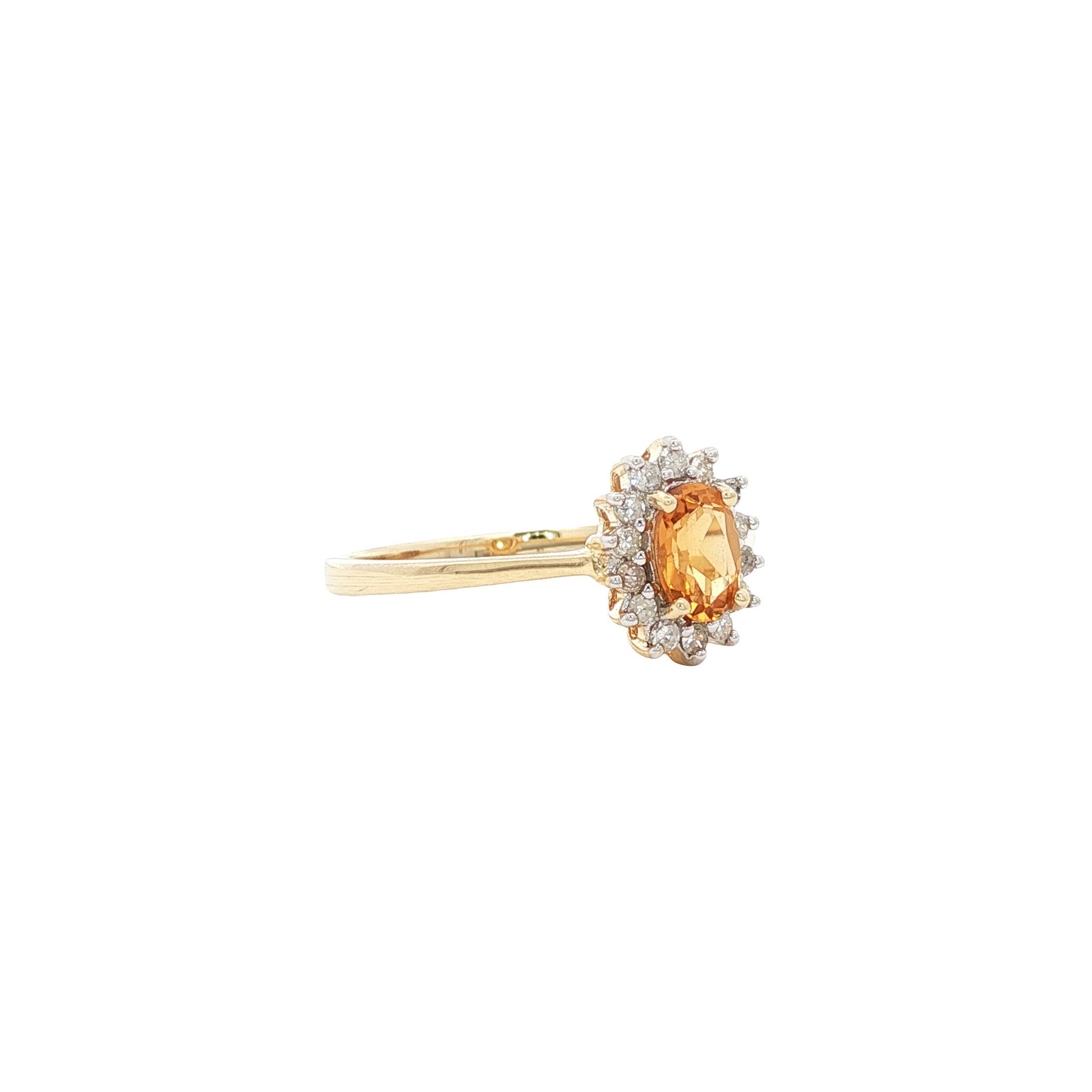 Ring met citrien en diamant 9 kt