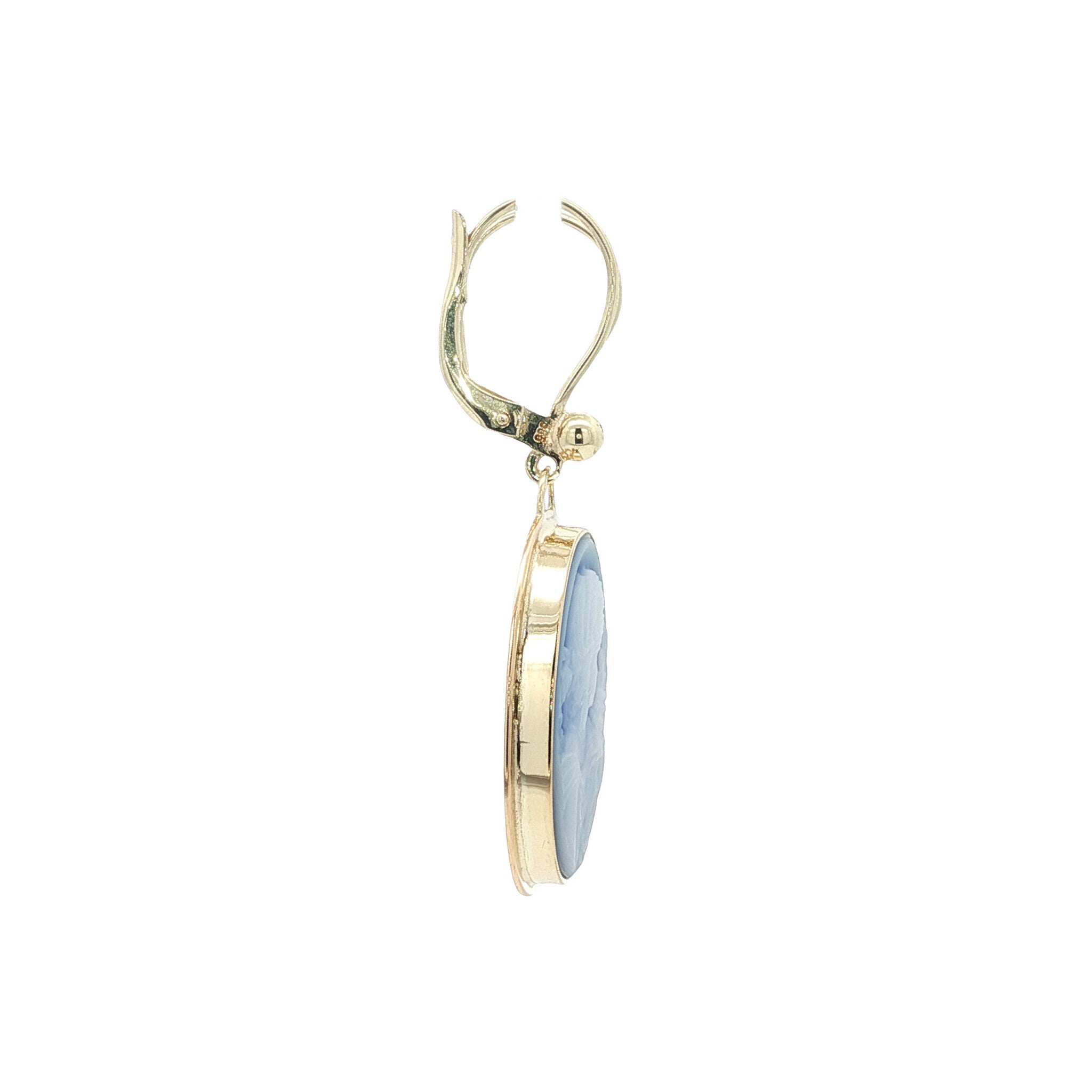 Gold earrings with cameo 14 kt