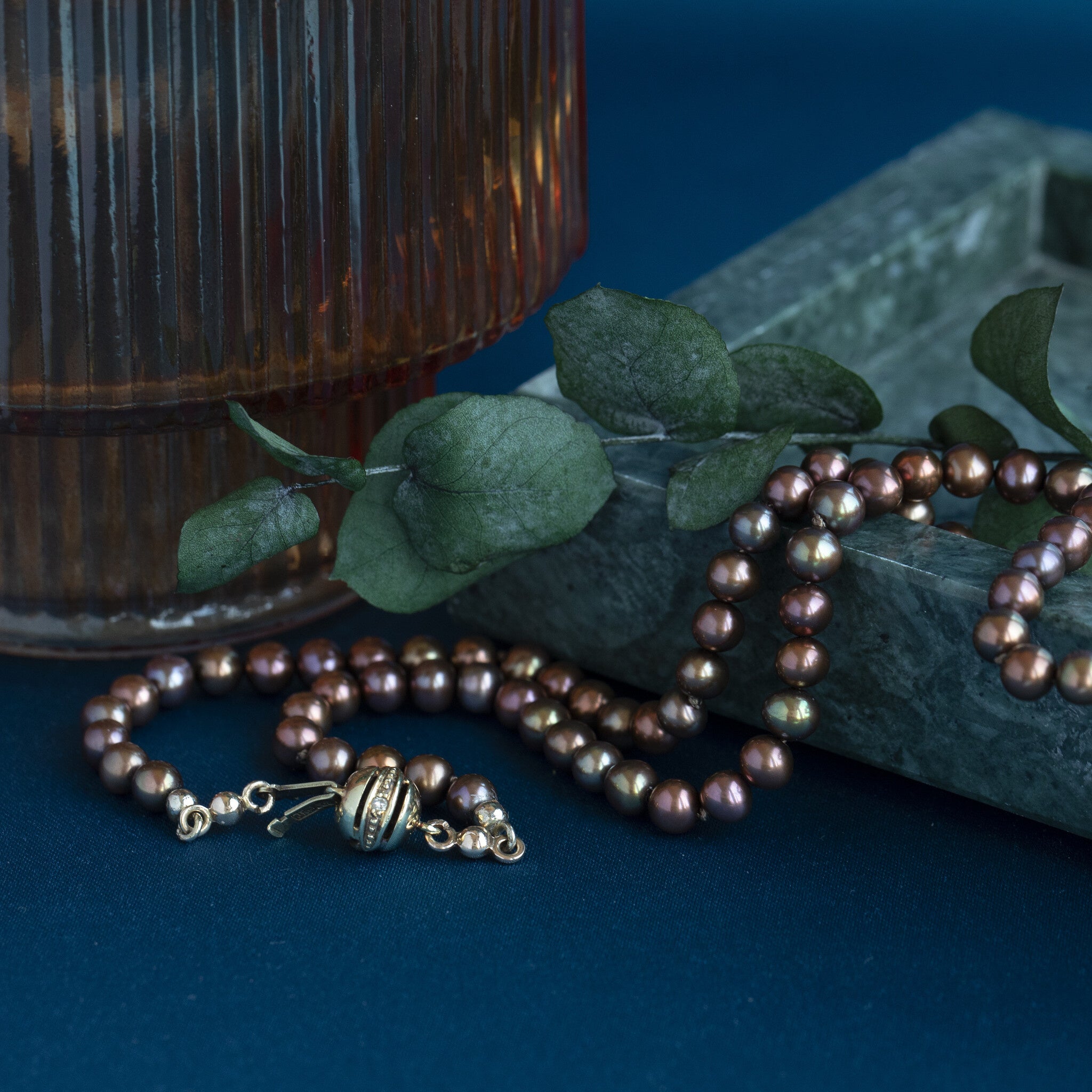 Parel collier met gouden sluiting 14 krt